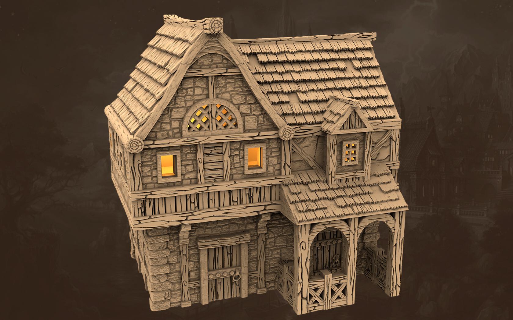 Taverns of the Twilight Tract - House A2 - PLA for Oldworld, Dungeon & Dragons, Frostgrave, Age of fantasy battle skirmish wargame