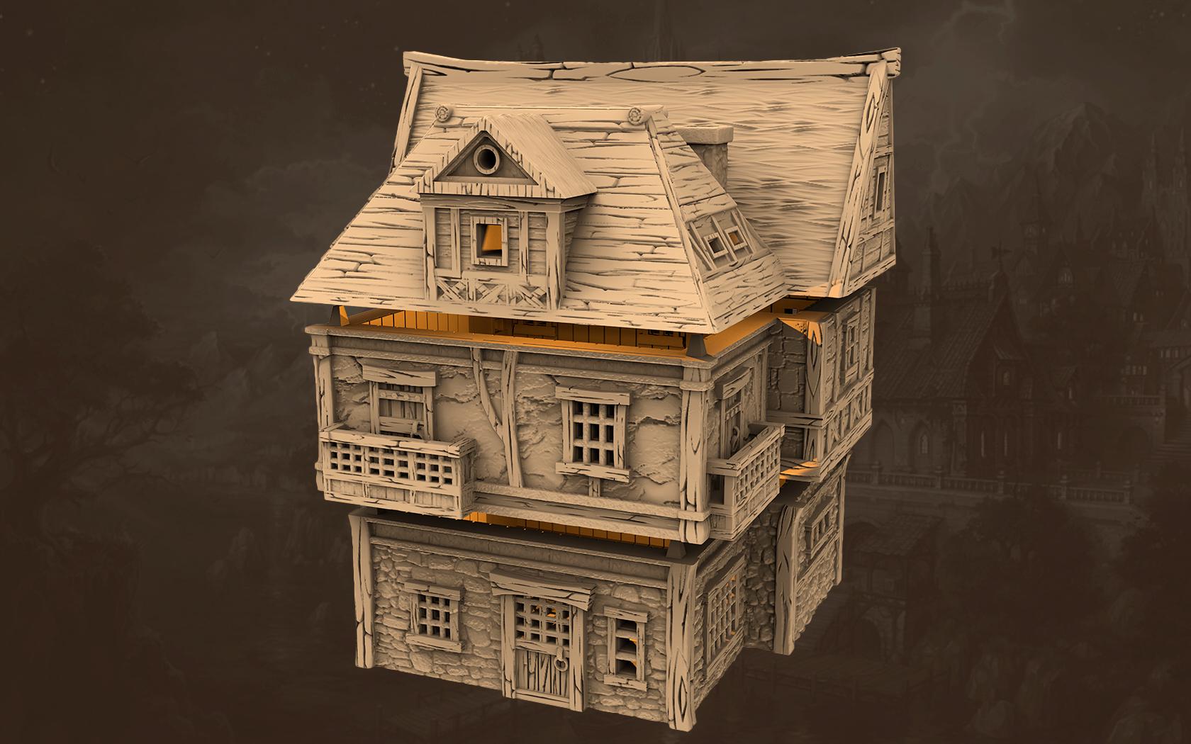 Taverns of the Twilight Tract - House A3 - PLA for Oldworld, Dungeon & Dragons, Frostgrave, Age of fantasy battle skirmish wargame