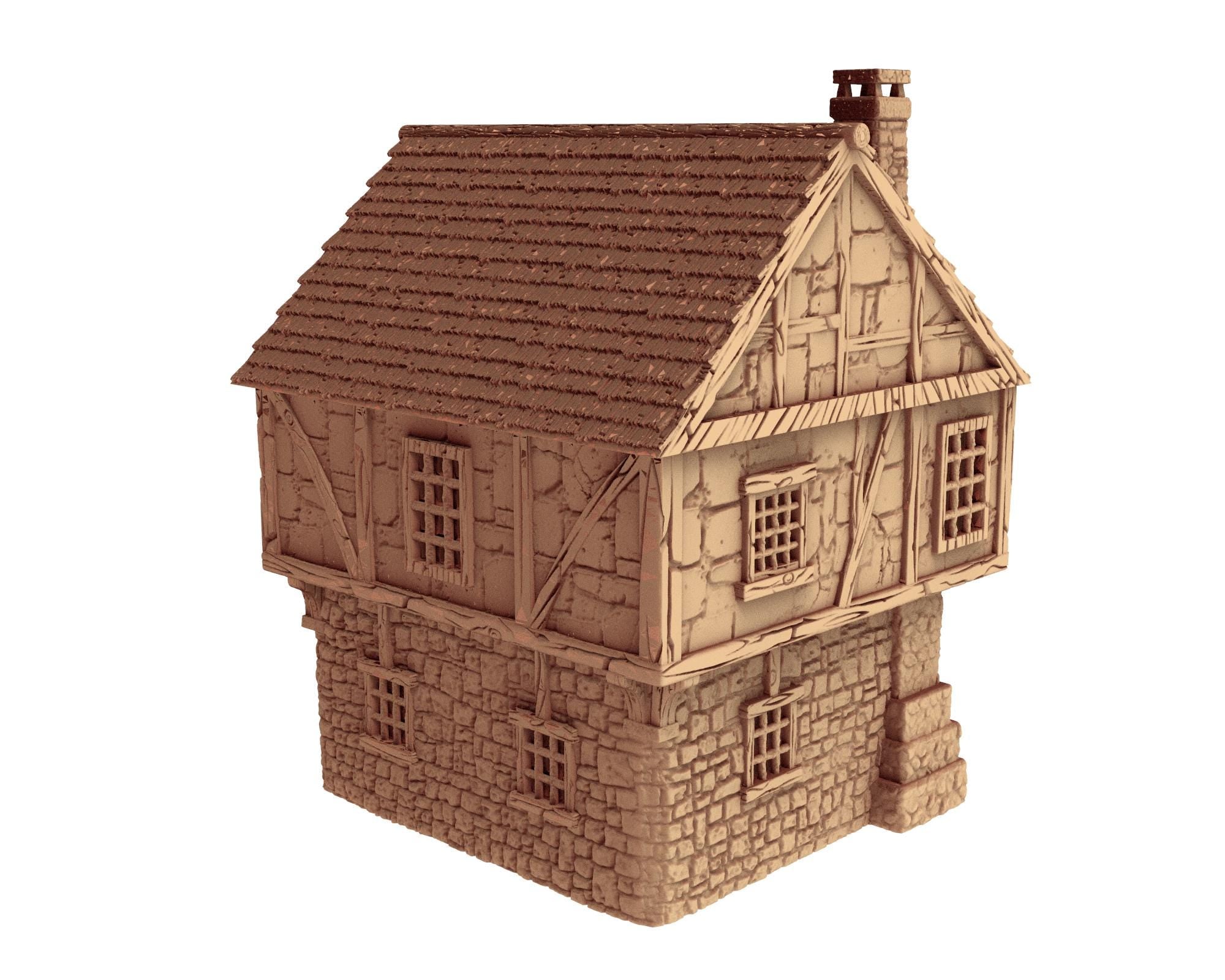 Middle Age Houses - 1 - PLA for Oldworld, Dungeon & Dragons, Saga, Historical, Frostgrave, Age of fantasy battle skirmish wargame