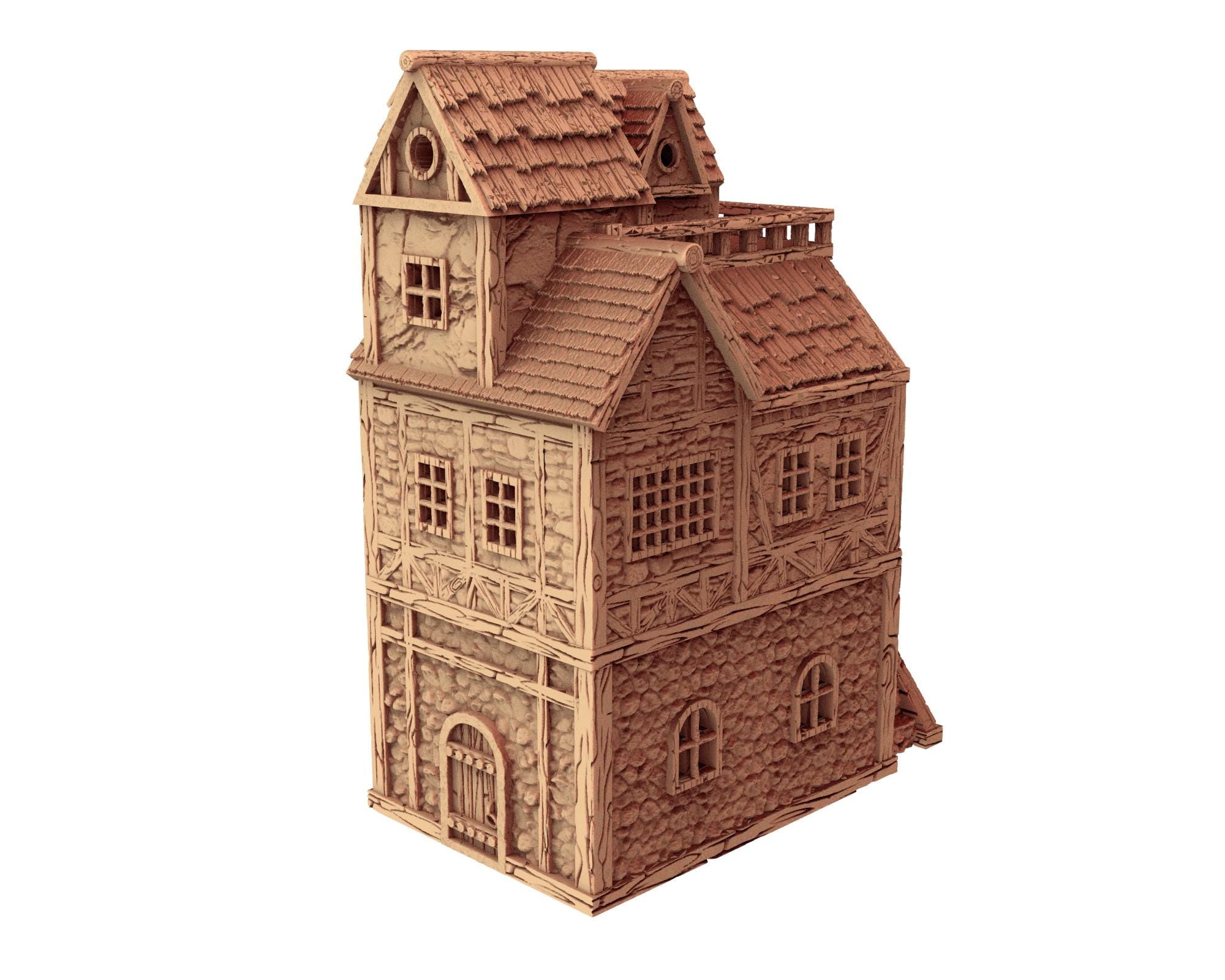 Middle Age Houses - 2 - PLA for Oldworld, Dungeon & Dragons, Saga, Historical, Frostgrave, Age of fantasy battle skirmish wargame