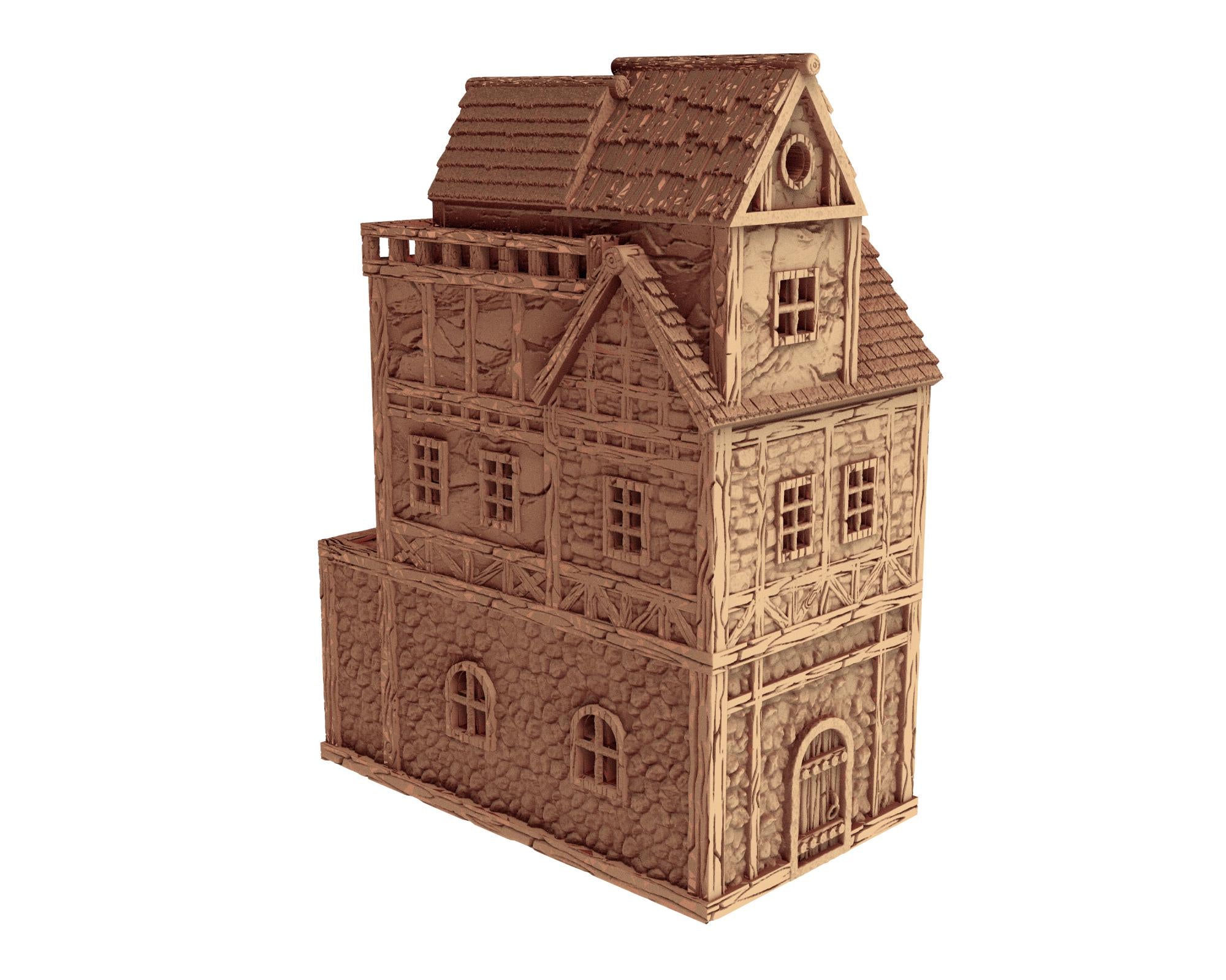 Middle Age Houses - 2 - PLA for Oldworld, Dungeon & Dragons, Saga, Historical, Frostgrave, Age of fantasy battle skirmish wargame