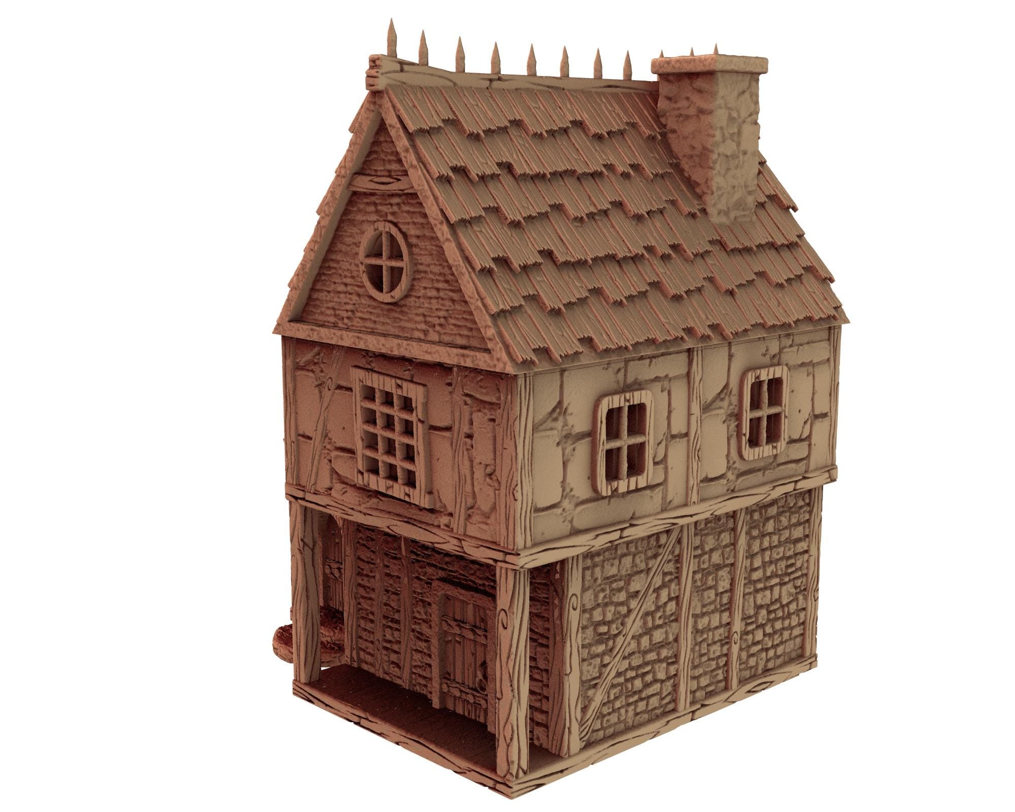 Middle Age Houses - 3 - PLA for Oldworld, Dungeon & Dragons, Saga, Historical, Frostgrave, Age of fantasy battle skirmish wargame