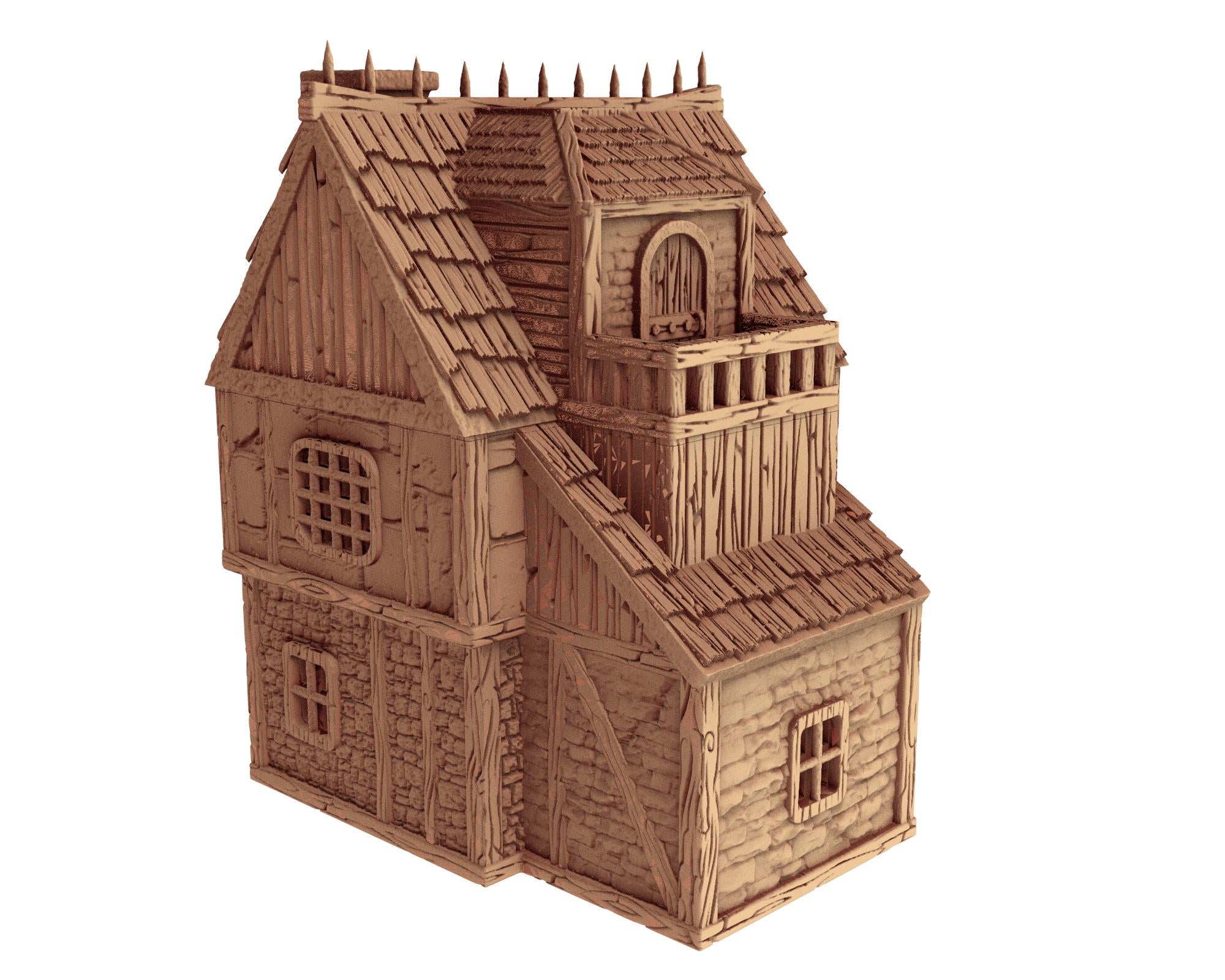 Middle Age Houses - 3 - PLA for Oldworld, Dungeon & Dragons, Saga, Historical, Frostgrave, Age of fantasy battle skirmish wargame