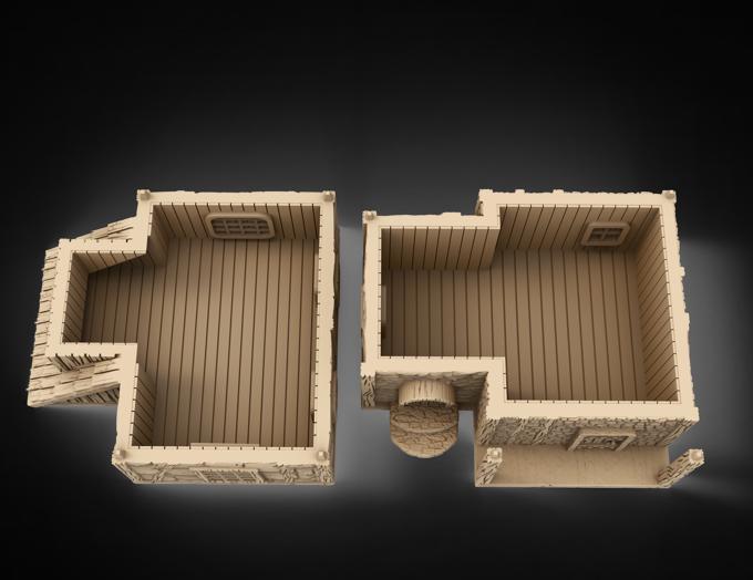 Middle Age Houses - 3 - PLA for Oldworld, Dungeon & Dragons, Saga, Historical, Frostgrave, Age of fantasy battle skirmish wargame