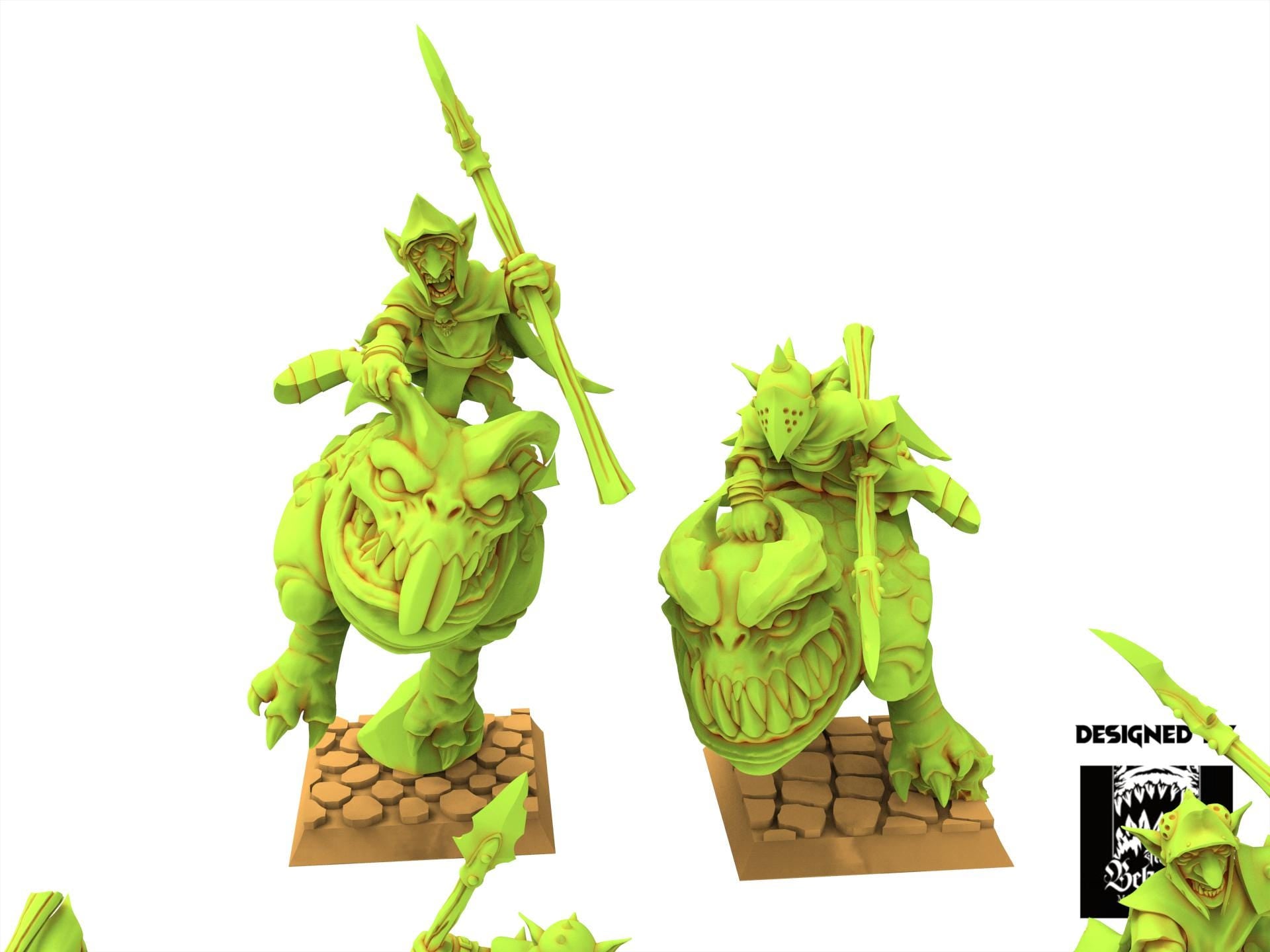 Orc & Goblin - x5 Kavehorror Knight - The Black horde, utilisables pour Oldhammer, king of wars, 9th age