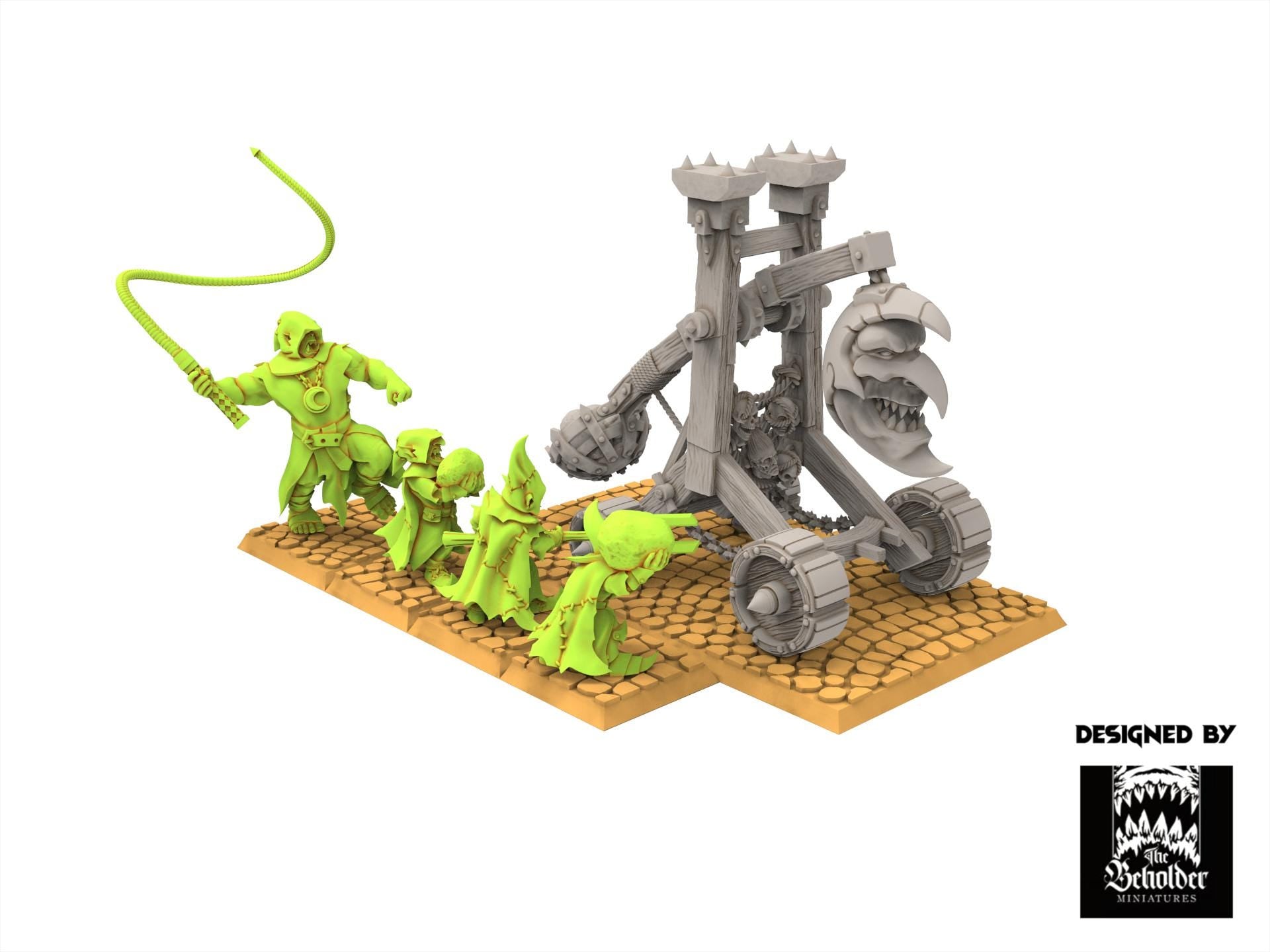 Orc & Goblin - Trebuchert and Crew - The Black horde, utilisables pour Oldhammer, king of wars, 9th age