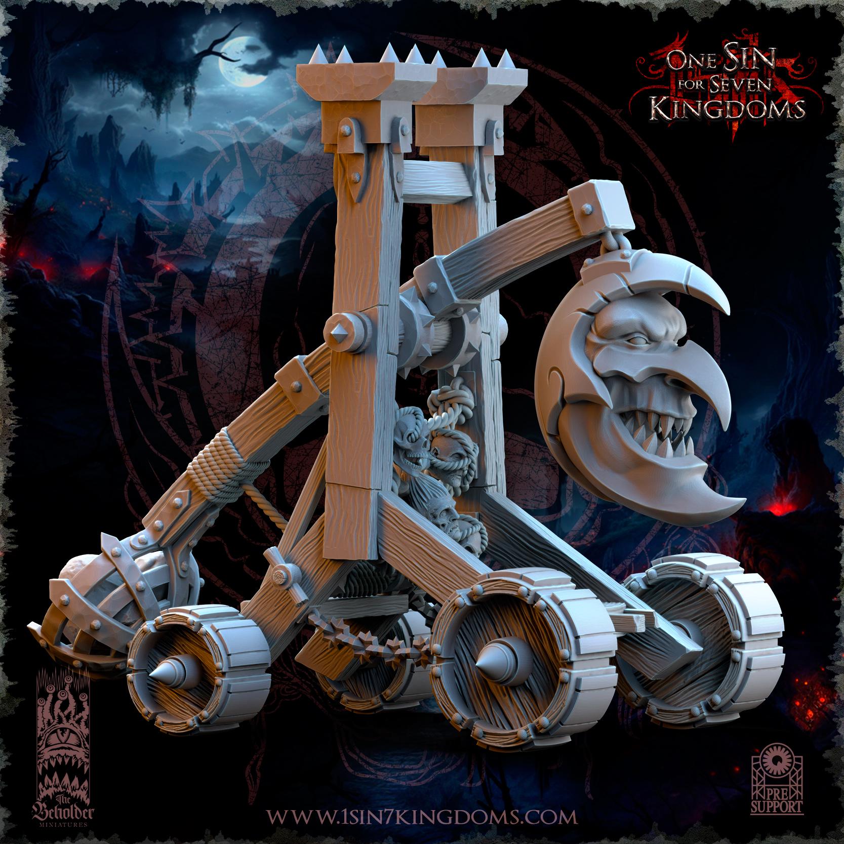 Orc & Goblin - Trebuchert and Crew - The Black horde, utilisables pour Oldhammer, king of wars, 9th age