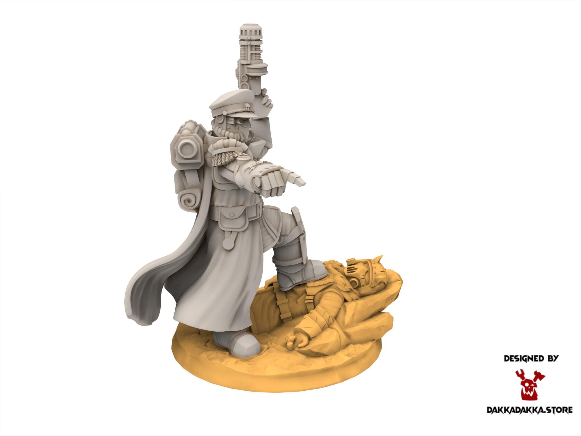 Scavenger leader, mechanized infantry, post apocalyptic empire, usable for tabletop wargame.