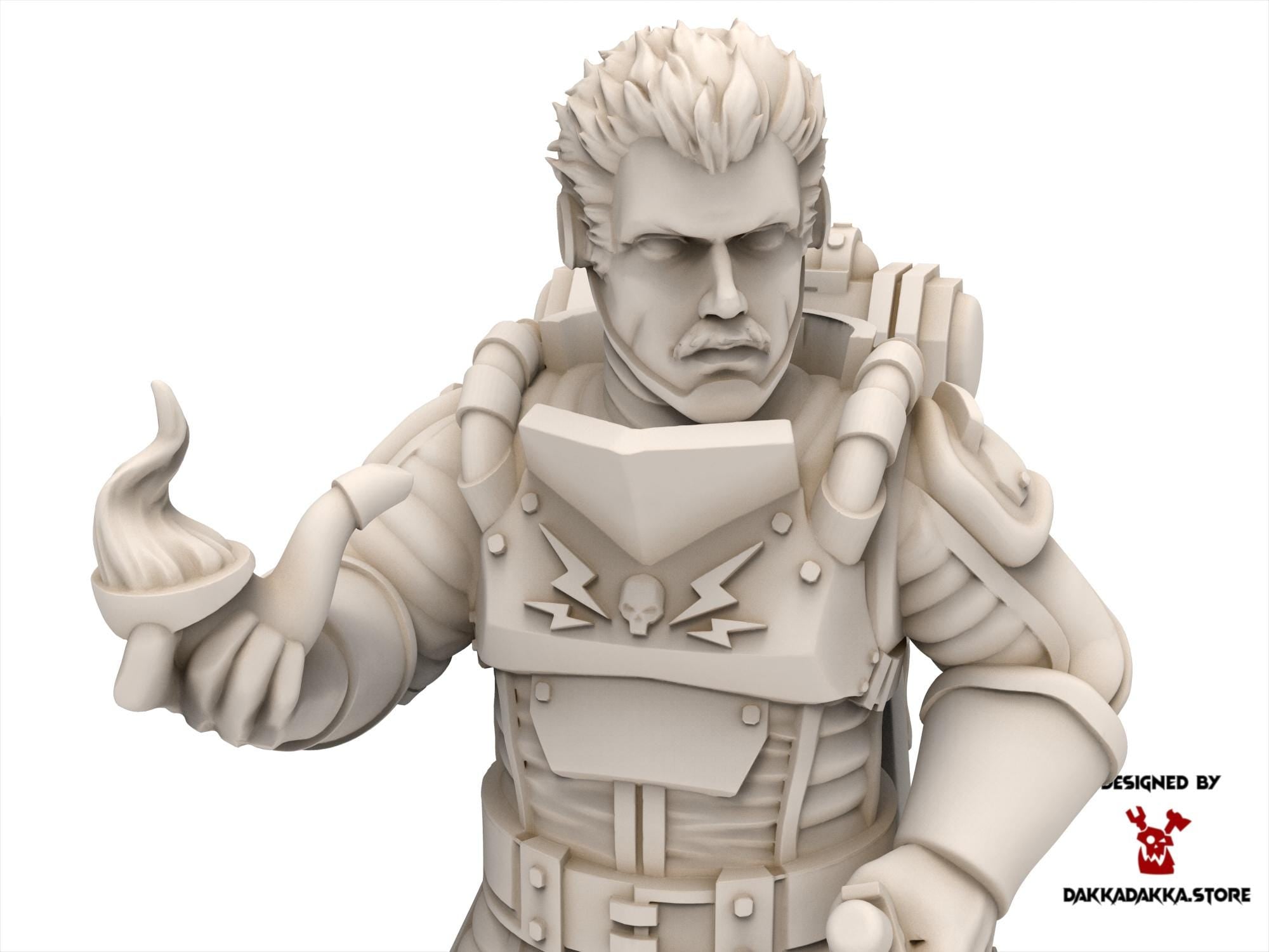 Scavenger leader, mechanized infantry, post apocalyptic empire, usable for tabletop wargame.