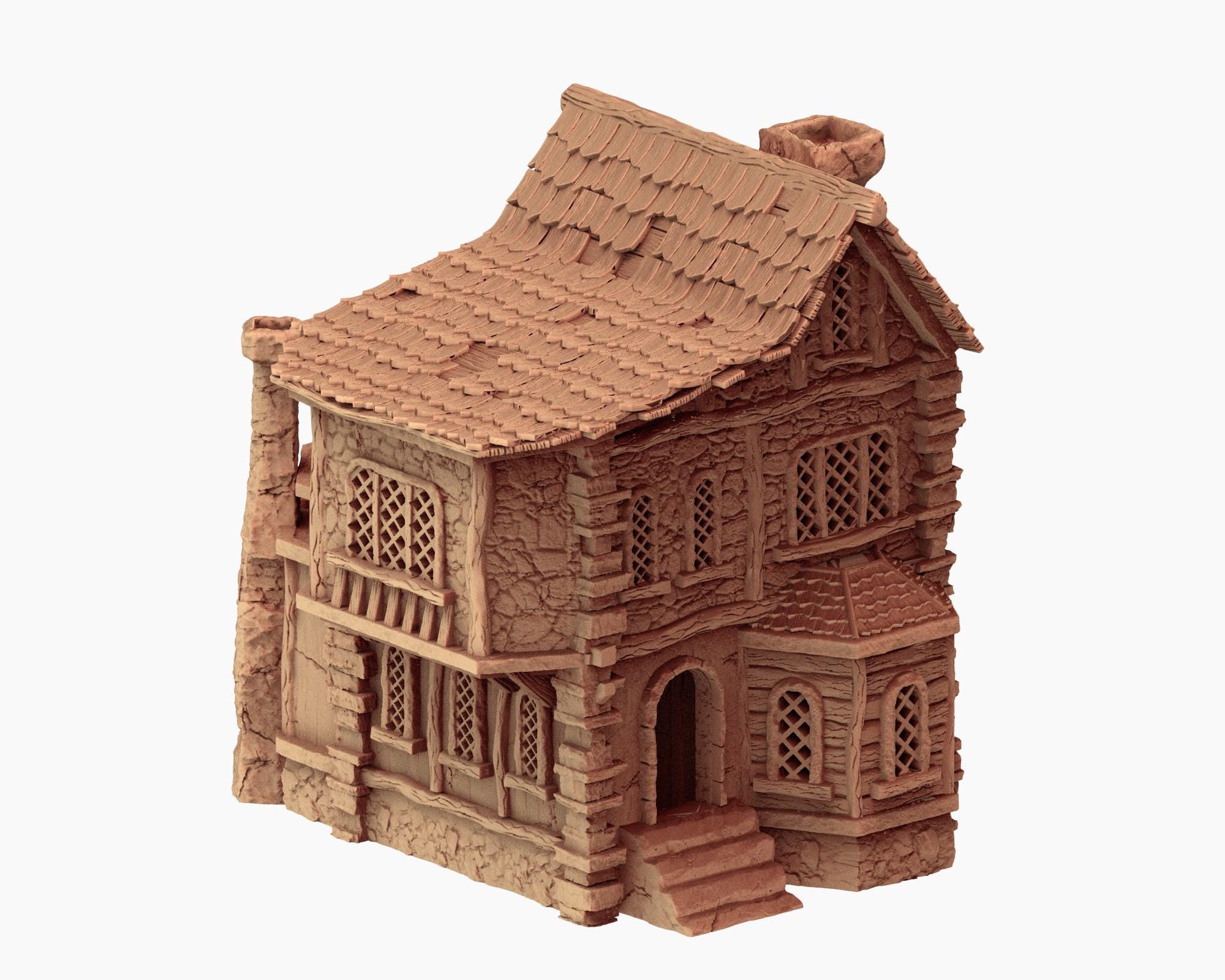 Medieval Cozy Corners - House 1 - PLA for Oldworld, Dungeon & Dragons, Frostgrave, Age of fantasy battle skirmish wargame