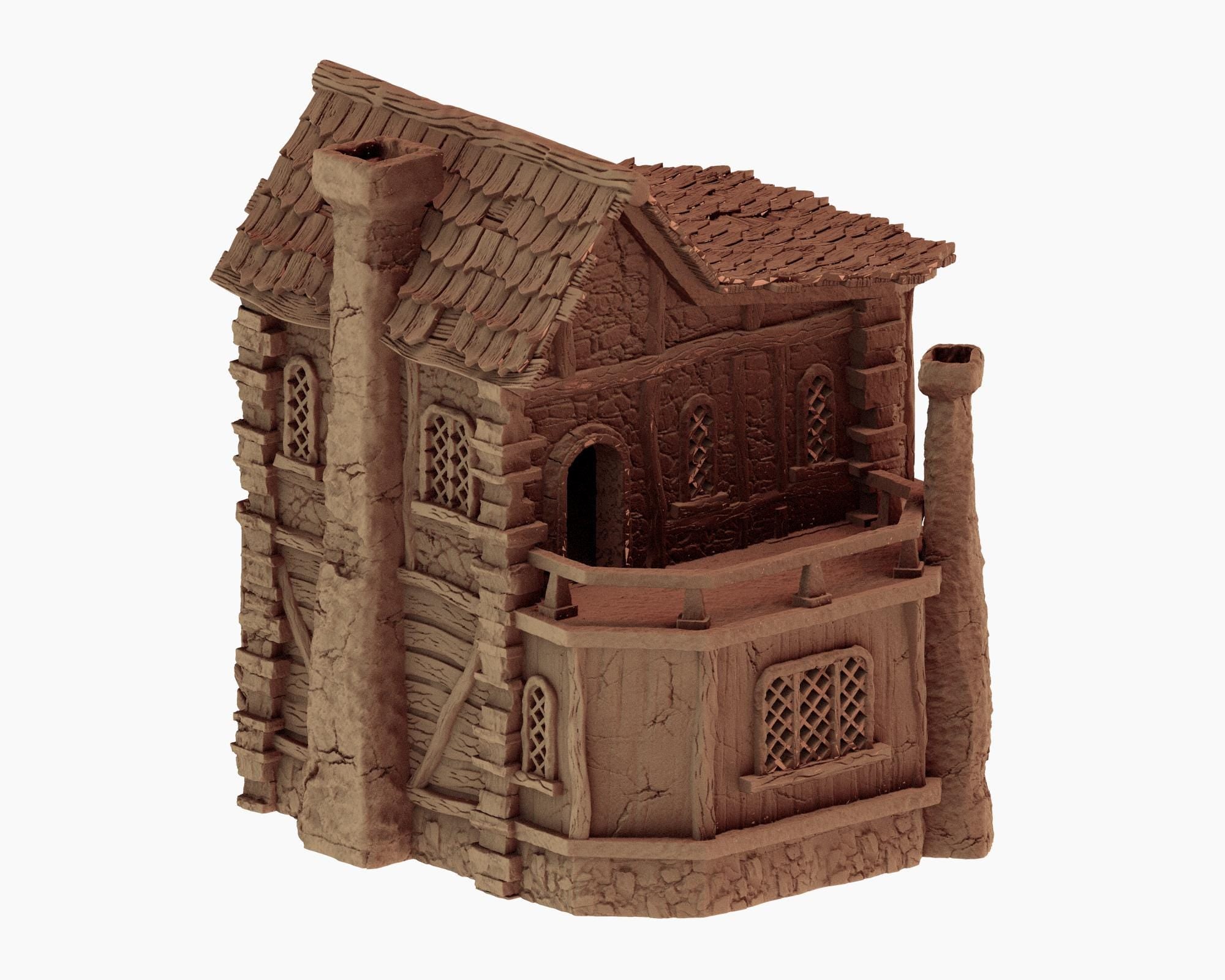 Medieval Cozy Corners - House 1 - PLA for Oldworld, Dungeon & Dragons, Frostgrave, Age of fantasy battle skirmish wargame