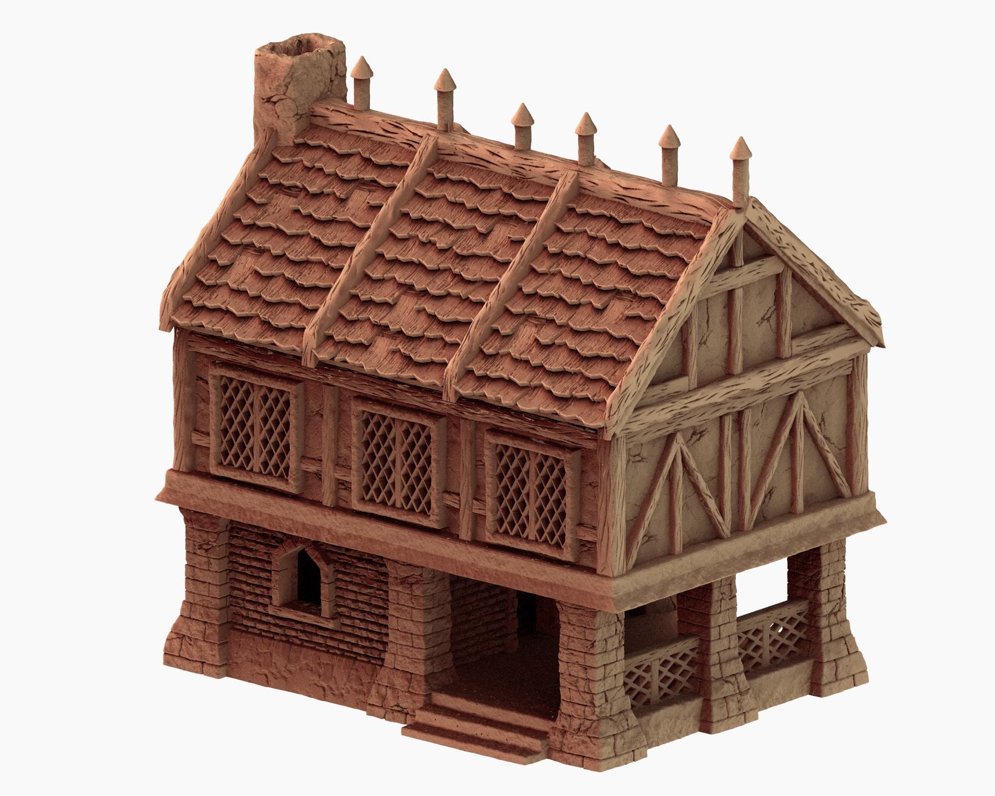 Medieval Cozy Corners - House 2 - PLA for Oldworld, Dungeon & Dragons, Frostgrave, Age of fantasy battle skirmish wargame