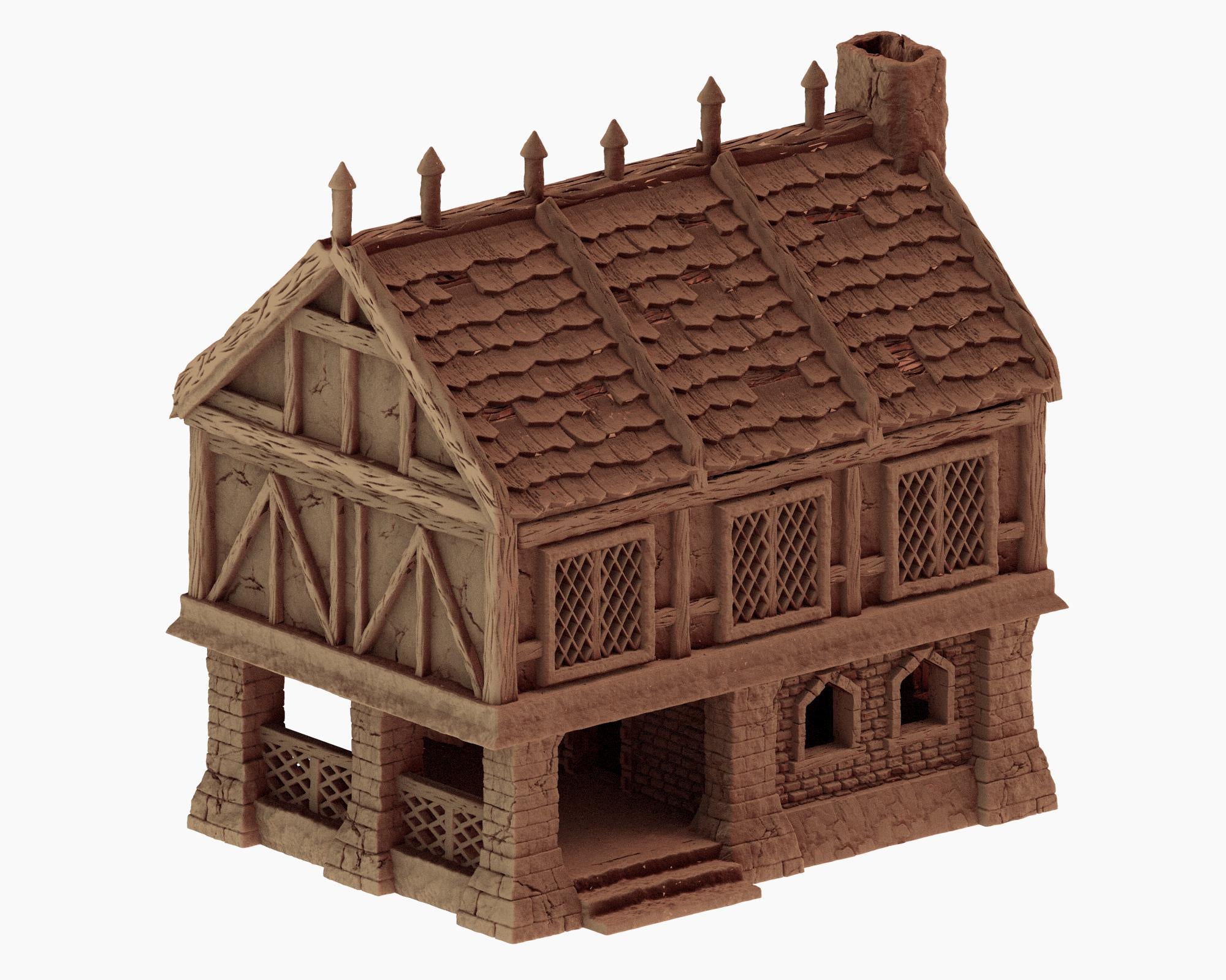 Medieval Cozy Corners - House 2 - PLA for Oldworld, Dungeon & Dragons, Frostgrave, Age of fantasy battle skirmish wargame