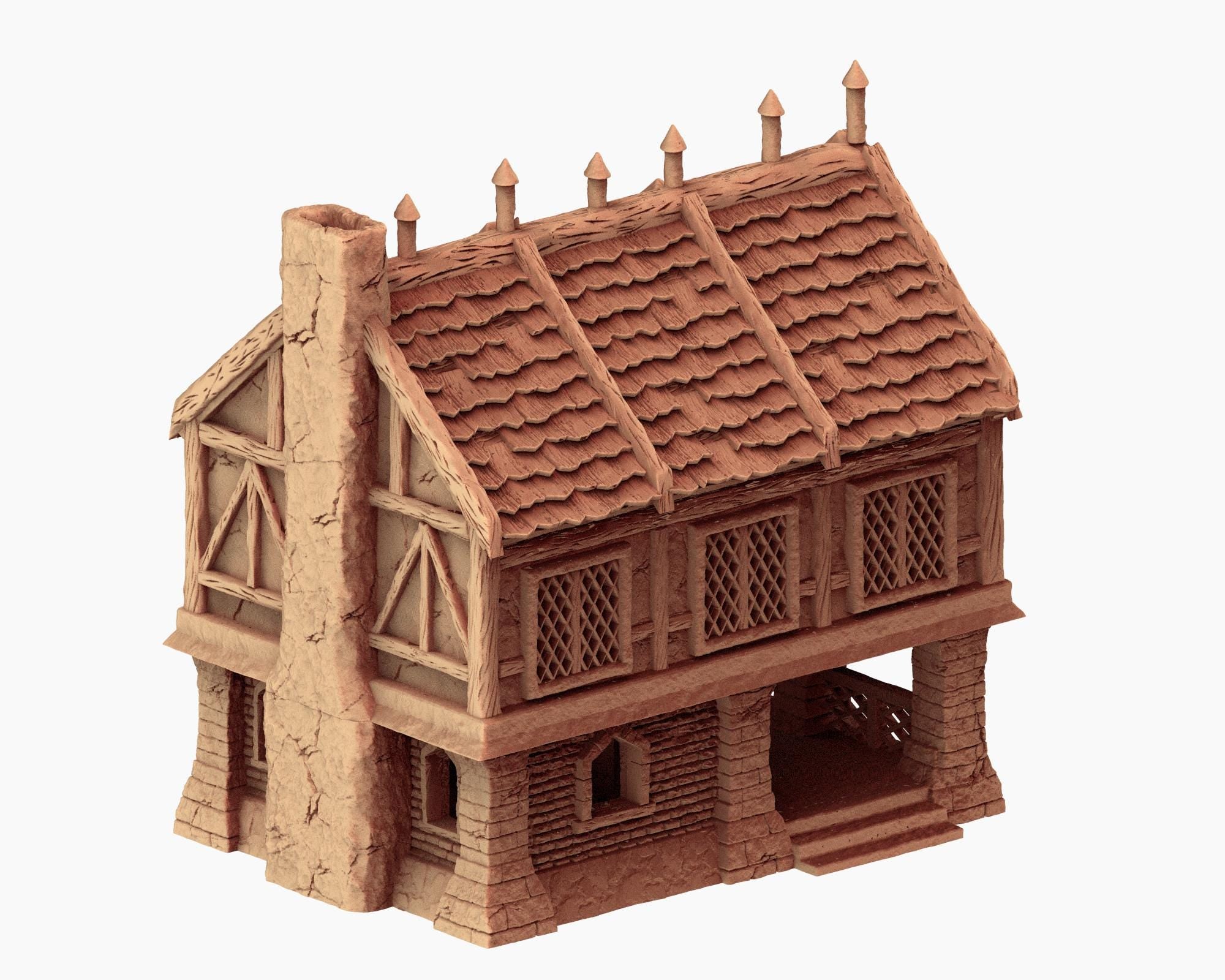 Medieval Cozy Corners - House 2 - PLA for Oldworld, Dungeon & Dragons, Frostgrave, Age of fantasy battle skirmish wargame
