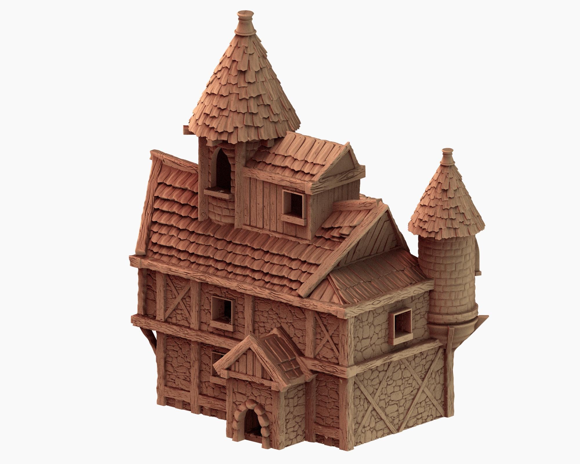 Medieval Cozy Corners - House 3 - PLA for Oldworld, Dungeon & Dragons, Frostgrave, Age of fantasy battle skirmish wargame