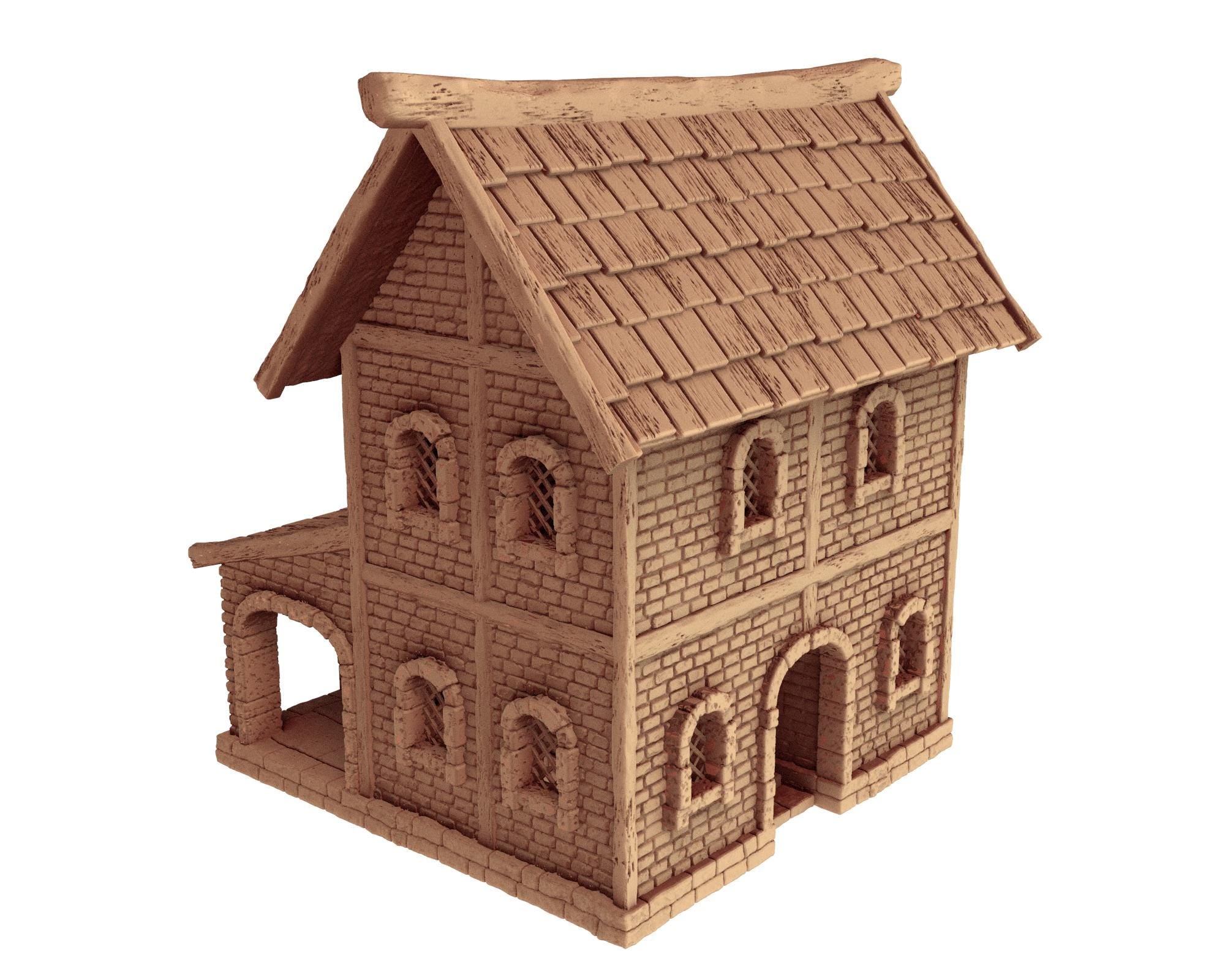 Medieval building - House 53 - PLA for Oldworld, Dungeon & Dragons, Frostgrave, Age of fantasy battle skirmish wargame