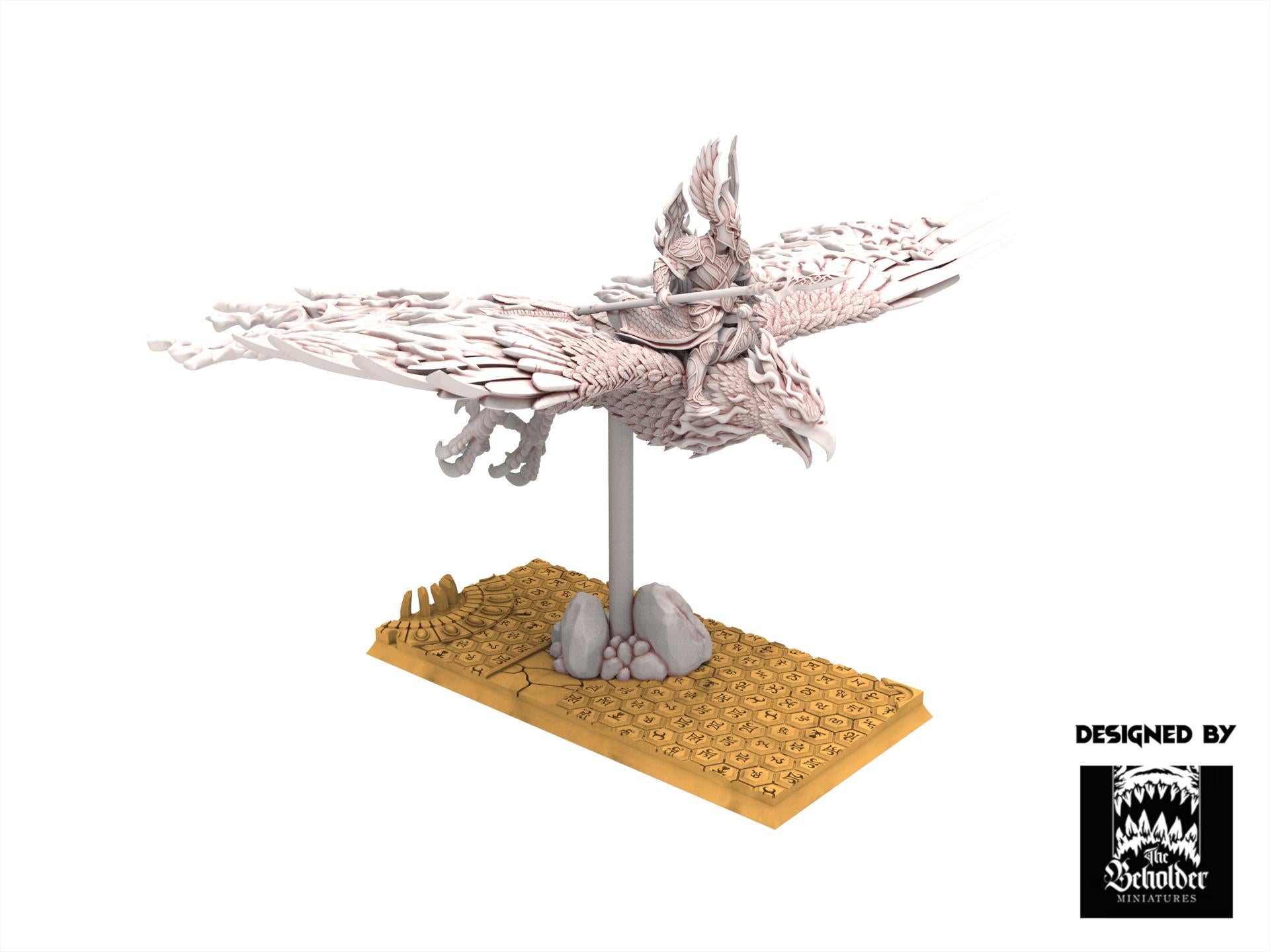 Hight Elves - Silvermoor - Searing Bird Lord on Phoenix, Fantasy elves, usable for 9th Age, Fantasy Battle, Oldhammer, King of war