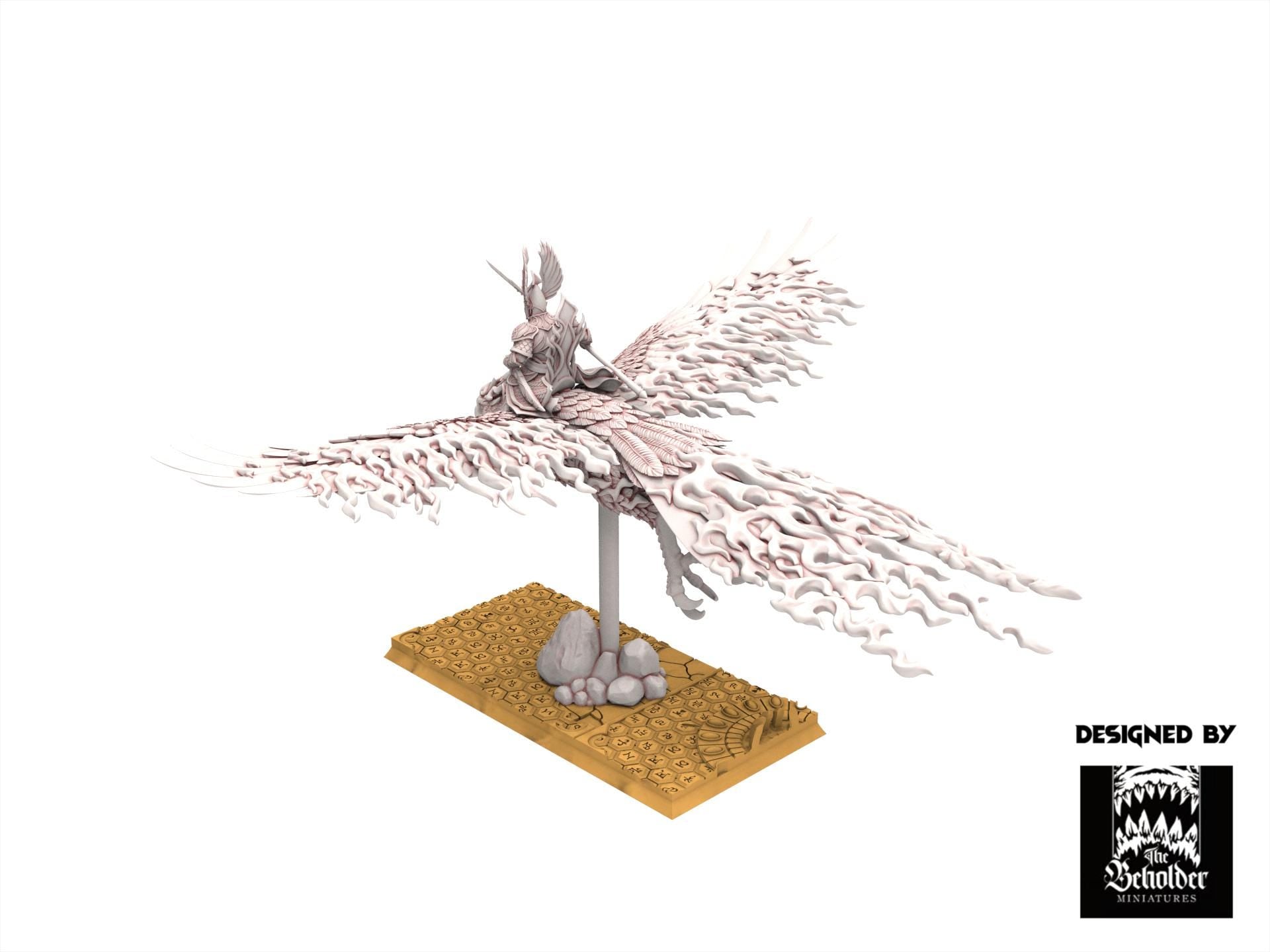 Hight Elves - Silvermoor - Searing Bird Lord on Phoenix, Fantasy elves, usable for 9th Age, Fantasy Battle, Oldhammer, King of war