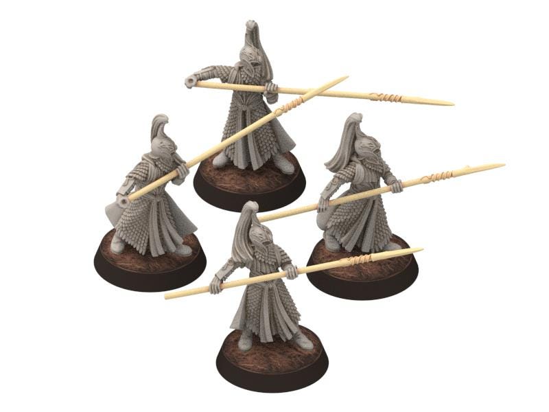 Darkwood - King royal guards pikemen Forest Warriors Version 2 - pike, Middle rings miniatures for wargame D&D, Lotr, Medbury miniatures