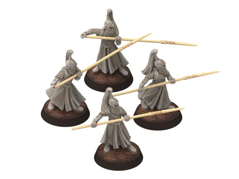 Darkwood - King royal guards pikemen Forest Warriors Version 2 - pike, Middle rings miniatures for wargame D&D, Lotr, Medbury miniatures
