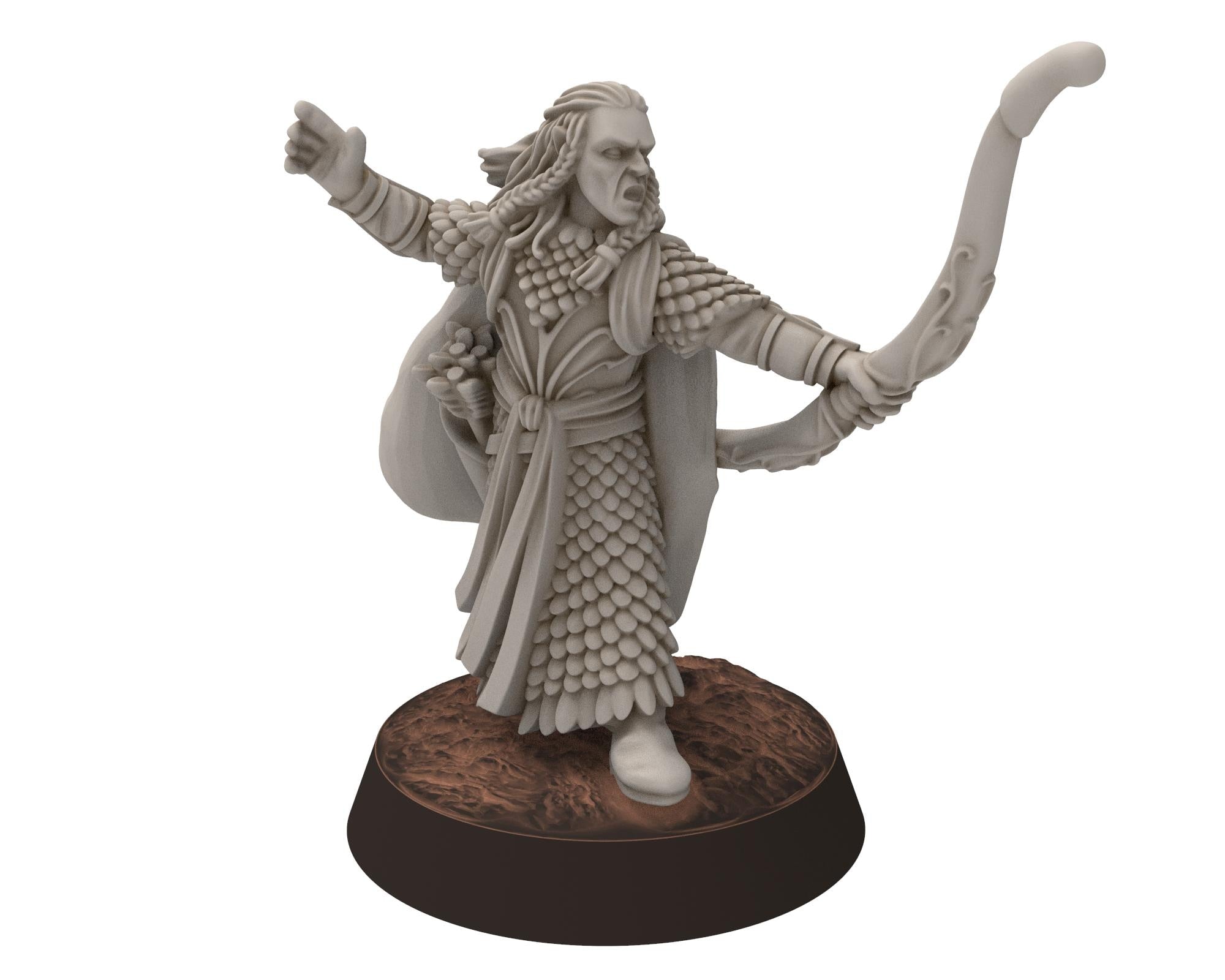 Darkwood - Gwyrdgalas Elven Captains, Musician, Banner, Eldar Kingdom, Middle rings miniatures for wargame D&D, LOTR, Medbury miniatures