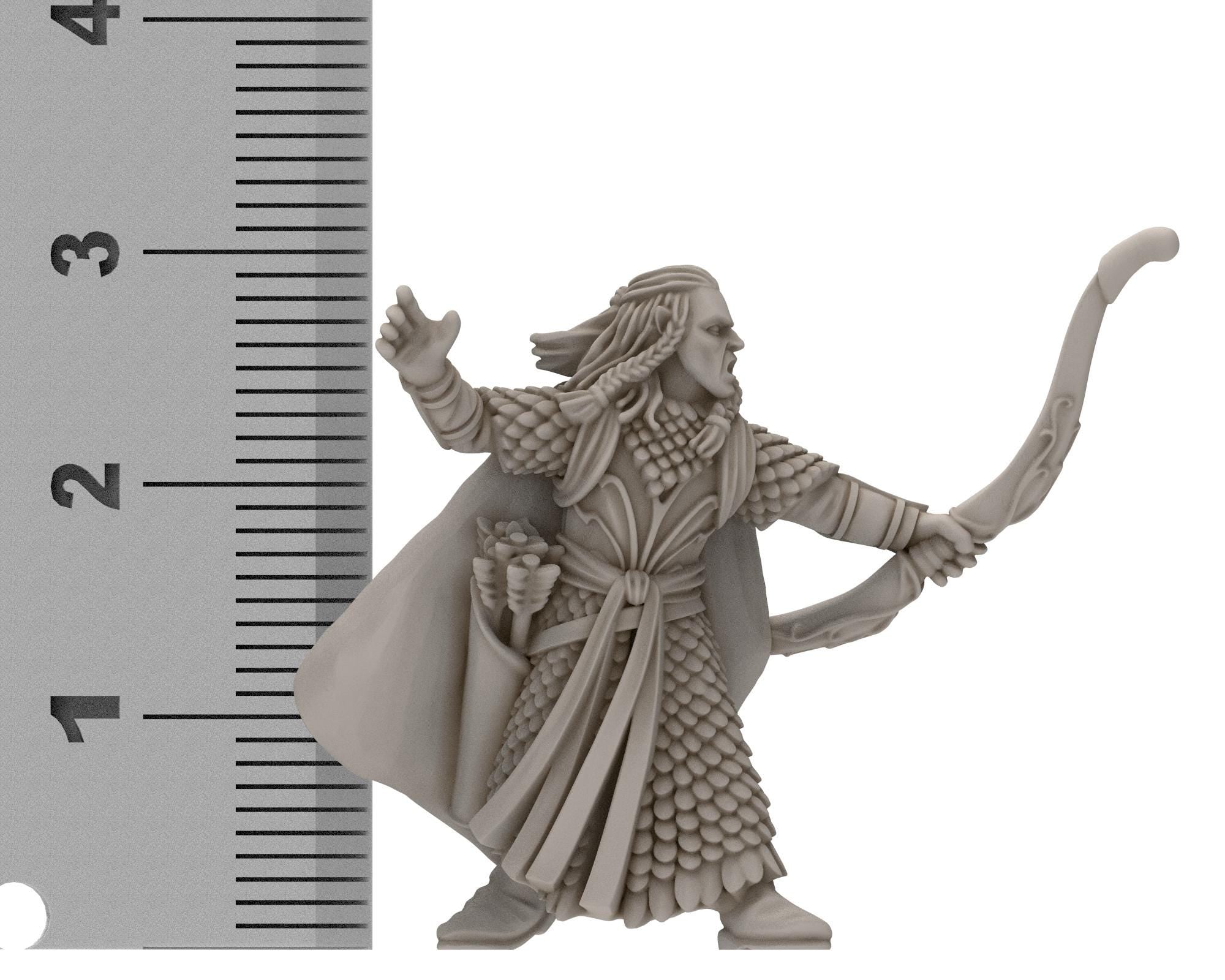 Darkwood - Gwyrdgalas Elven Captains, Musician, Banner, Eldar Kingdom, Middle rings miniatures for wargame D&D, LOTR, Medbury miniatures