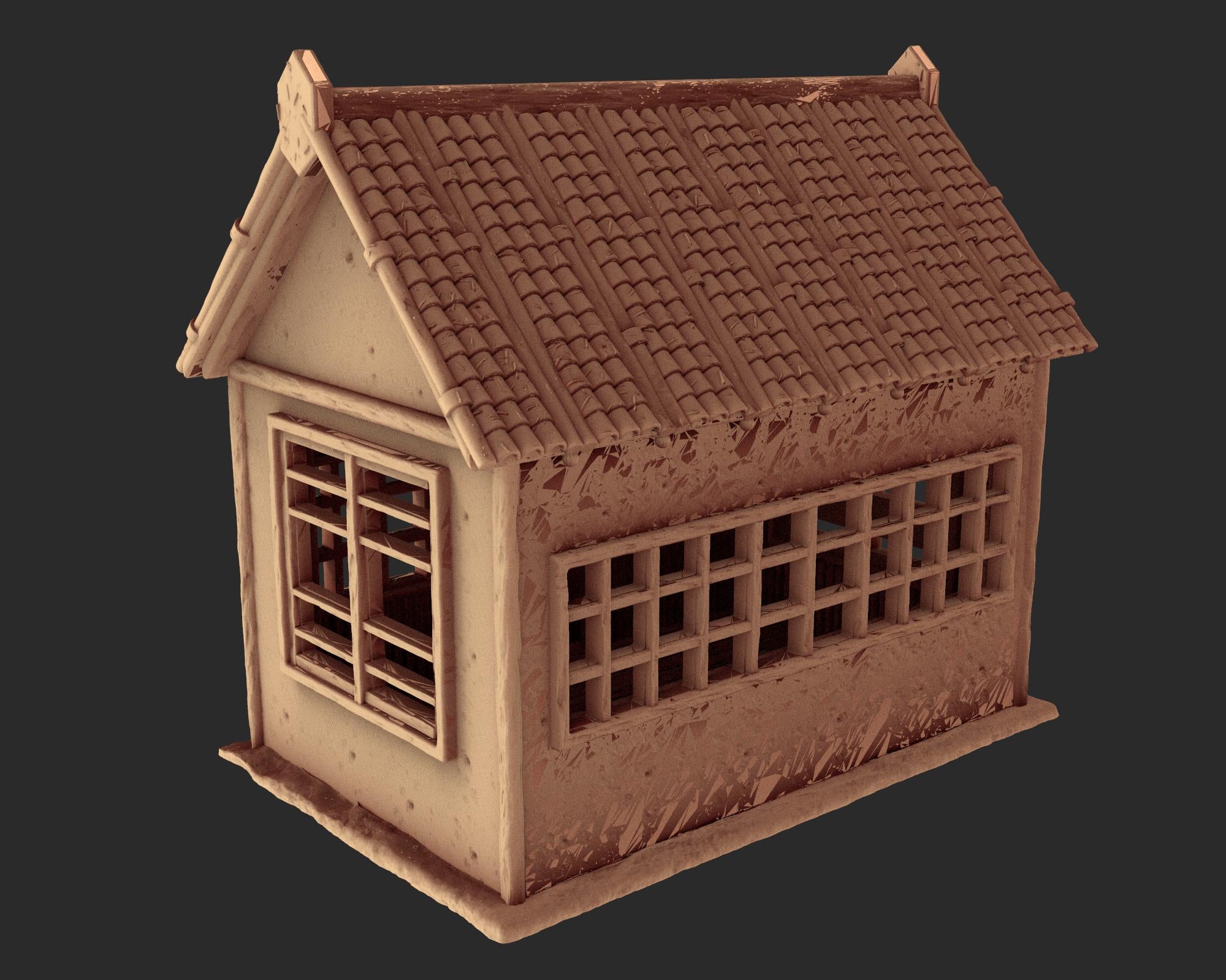Japanese medieval building - House 5 - ancient Asia PLA for Oldworld, Dungeon & Dragons, Frostgrave, Age of fantasy battle skirmish wargame