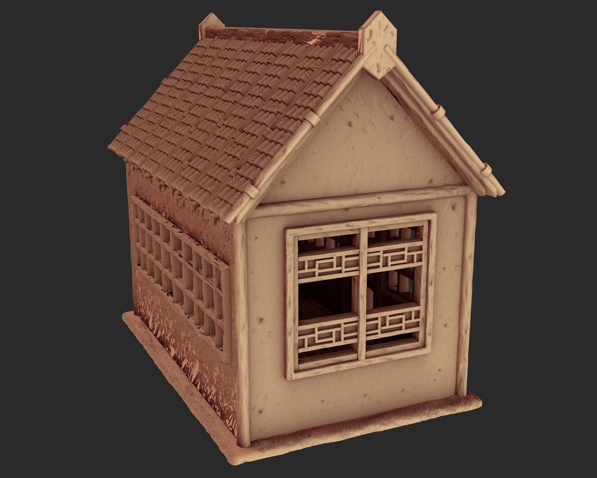 Japanese medieval building - House 5 - ancient Asia PLA for Oldworld, Dungeon & Dragons, Frostgrave, Age of fantasy battle skirmish wargame