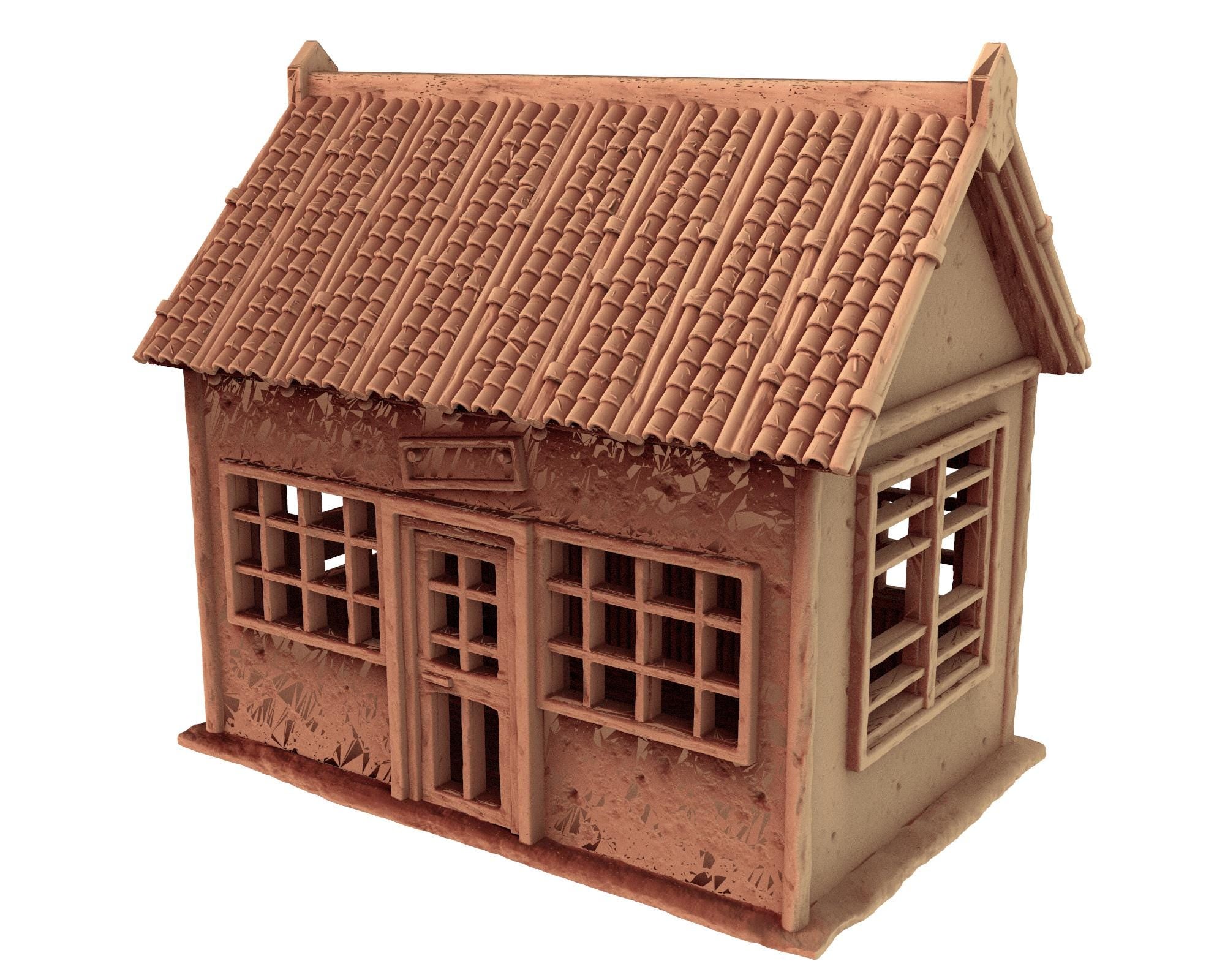 Japanese medieval building - House 5 - ancient Asia PLA for Oldworld, Dungeon & Dragons, Frostgrave, Age of fantasy battle skirmish wargame