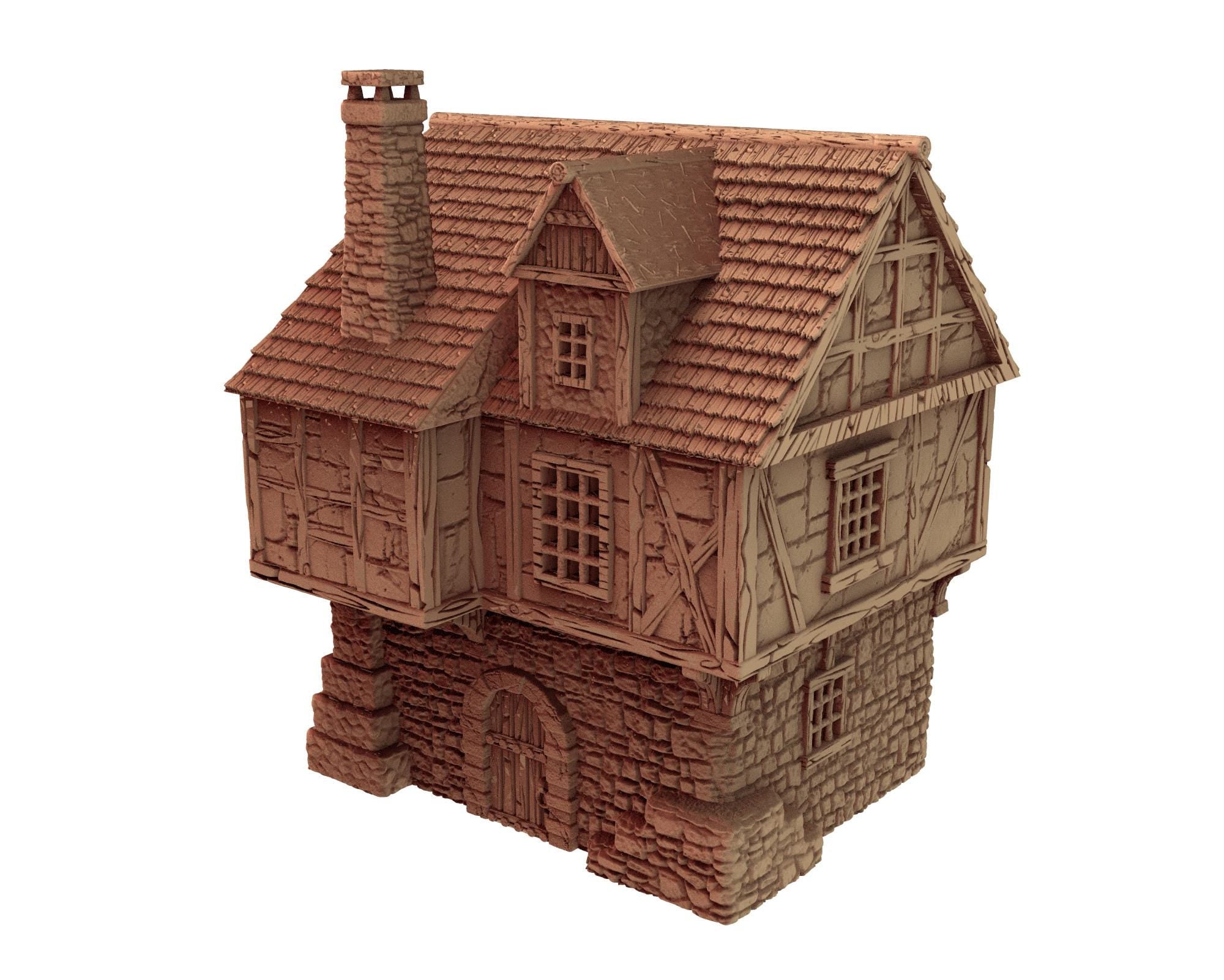 Middle Age Houses - 1 - PLA for Oldworld, Dungeon & Dragons, Saga, Historical, Frostgrave, Age of fantasy battle skirmish wargame