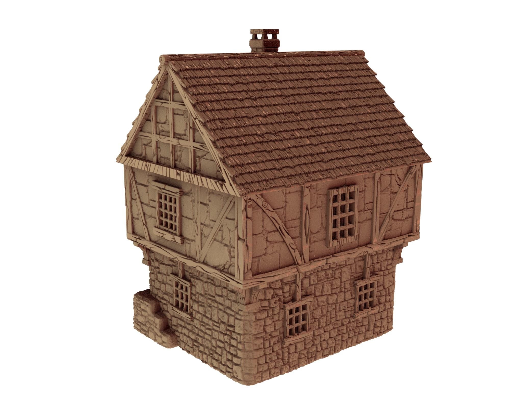 Middle Age Houses - 1 - PLA for Oldworld, Dungeon & Dragons, Saga, Historical, Frostgrave, Age of fantasy battle skirmish wargame