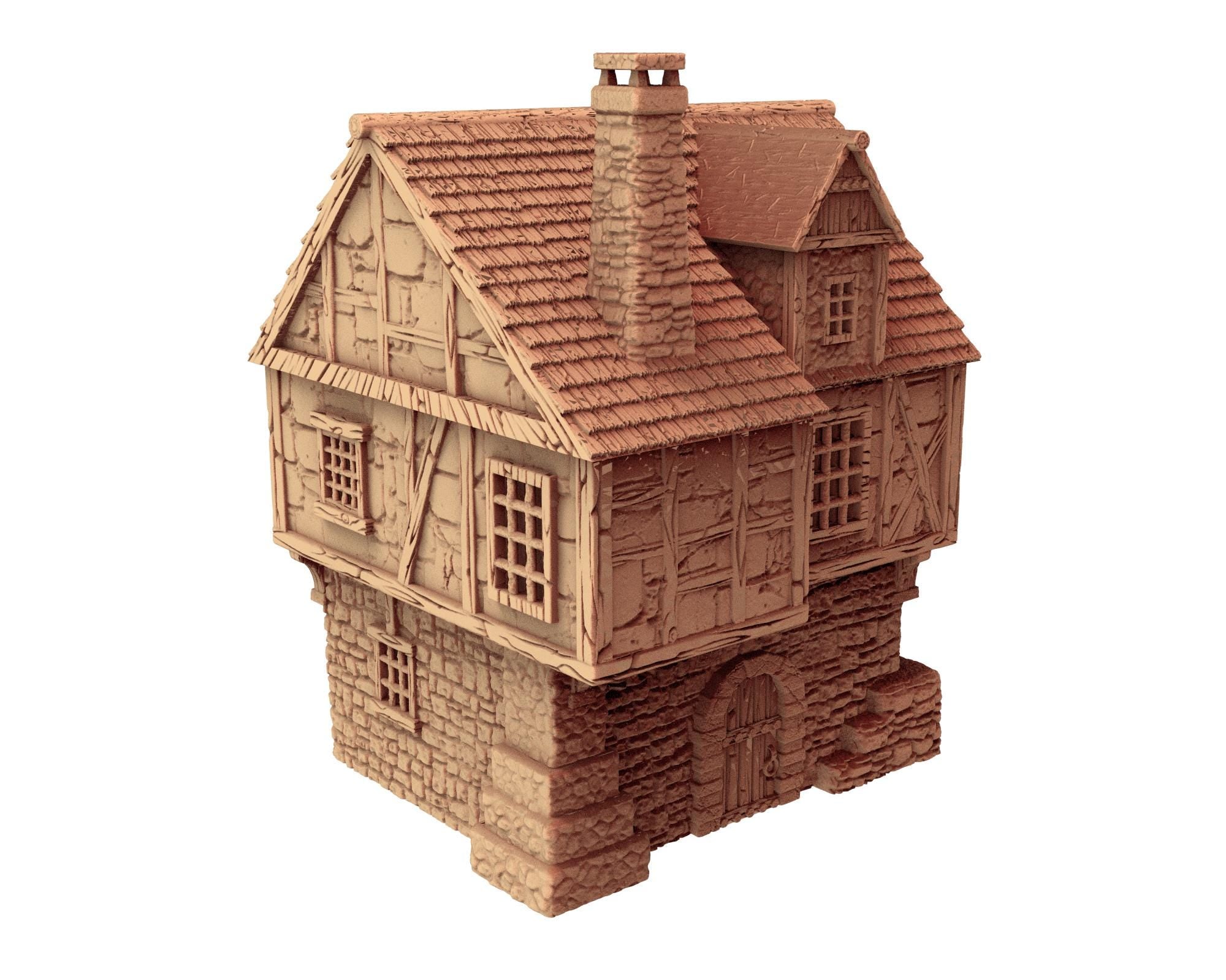 Middle Age Houses - 1 - PLA for Oldworld, Dungeon & Dragons, Saga, Historical, Frostgrave, Age of fantasy battle skirmish wargame