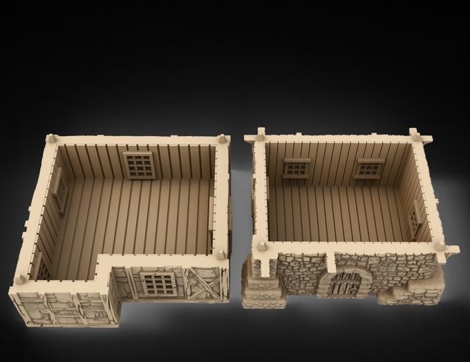 Middle Age Houses - 1 - PLA for Oldworld, Dungeon & Dragons, Saga, Historical, Frostgrave, Age of fantasy battle skirmish wargame