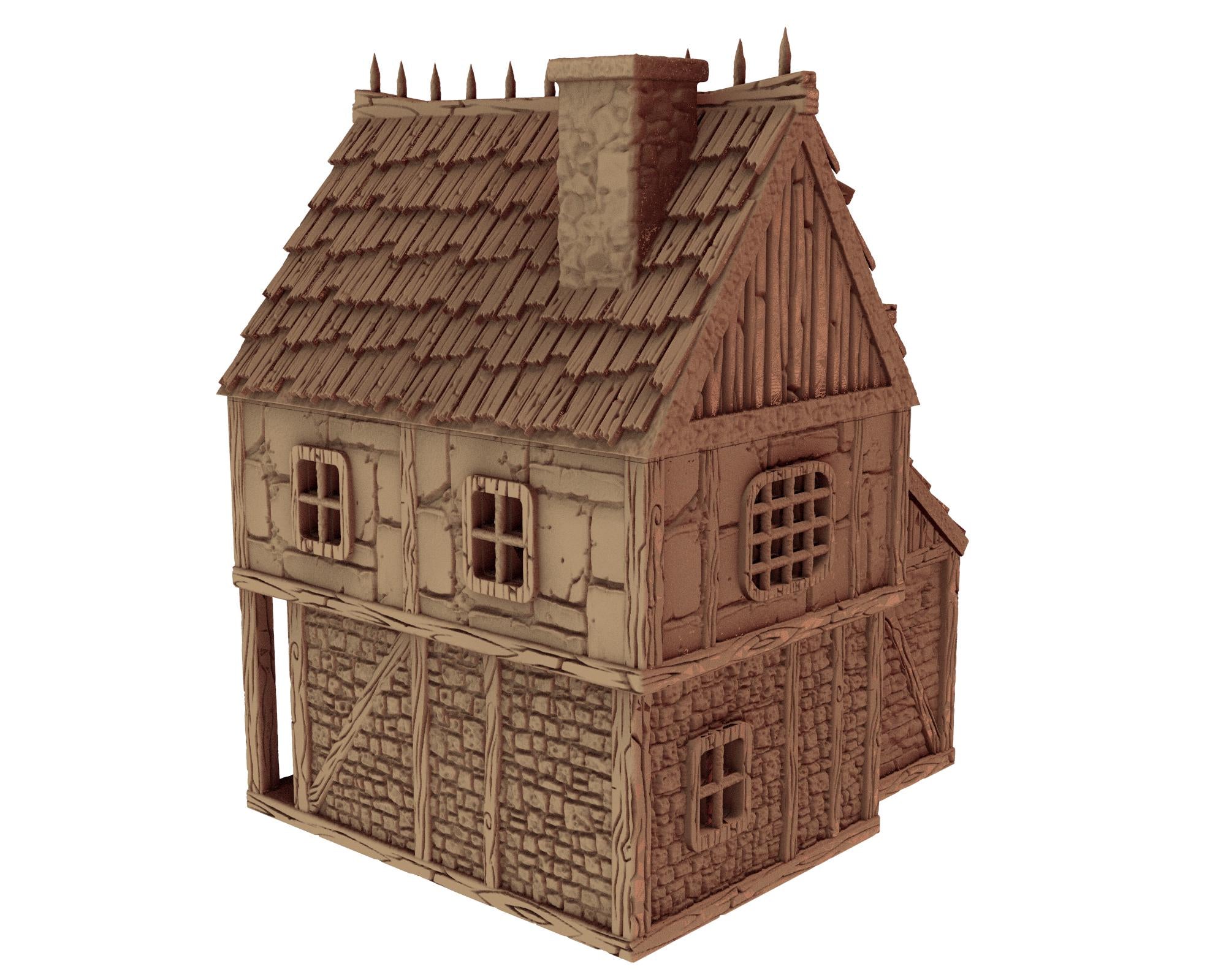 Middle Age Houses - 3 - PLA for Oldworld, Dungeon & Dragons, Saga, Historical, Frostgrave, Age of fantasy battle skirmish wargame