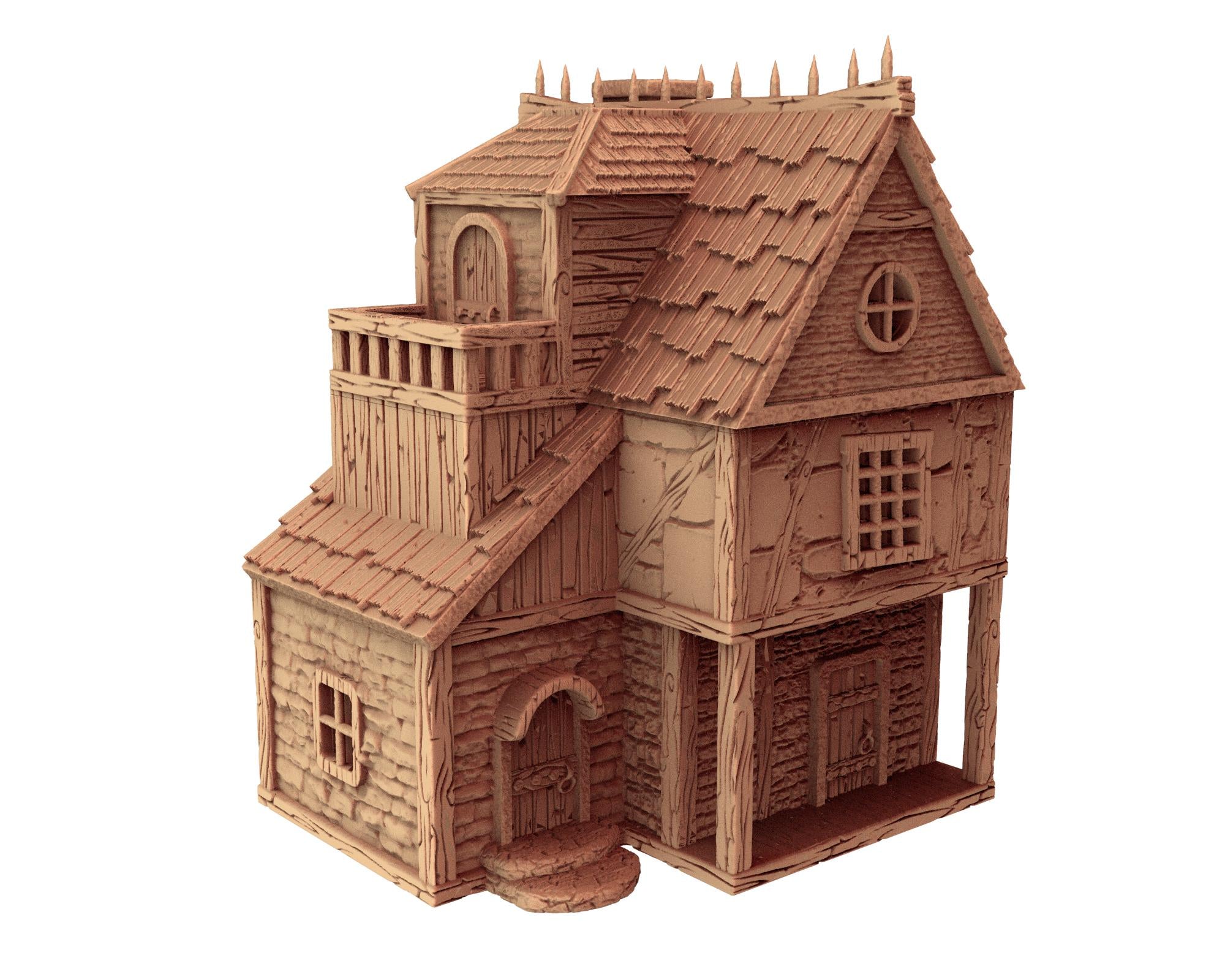 Middle Age Houses - 3 - PLA for Oldworld, Dungeon & Dragons, Saga, Historical, Frostgrave, Age of fantasy battle skirmish wargame