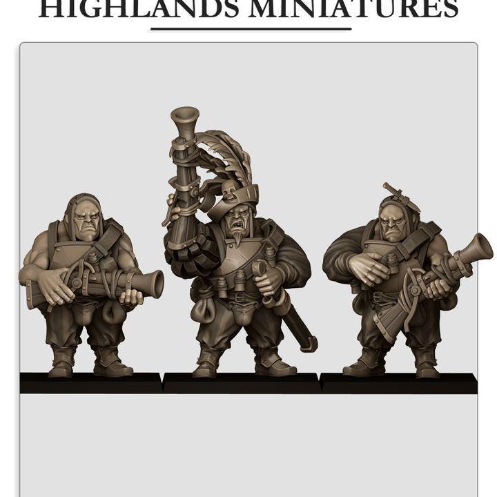 Imperial Fantasy - x3 Ogres with Blunderbuss mercenary