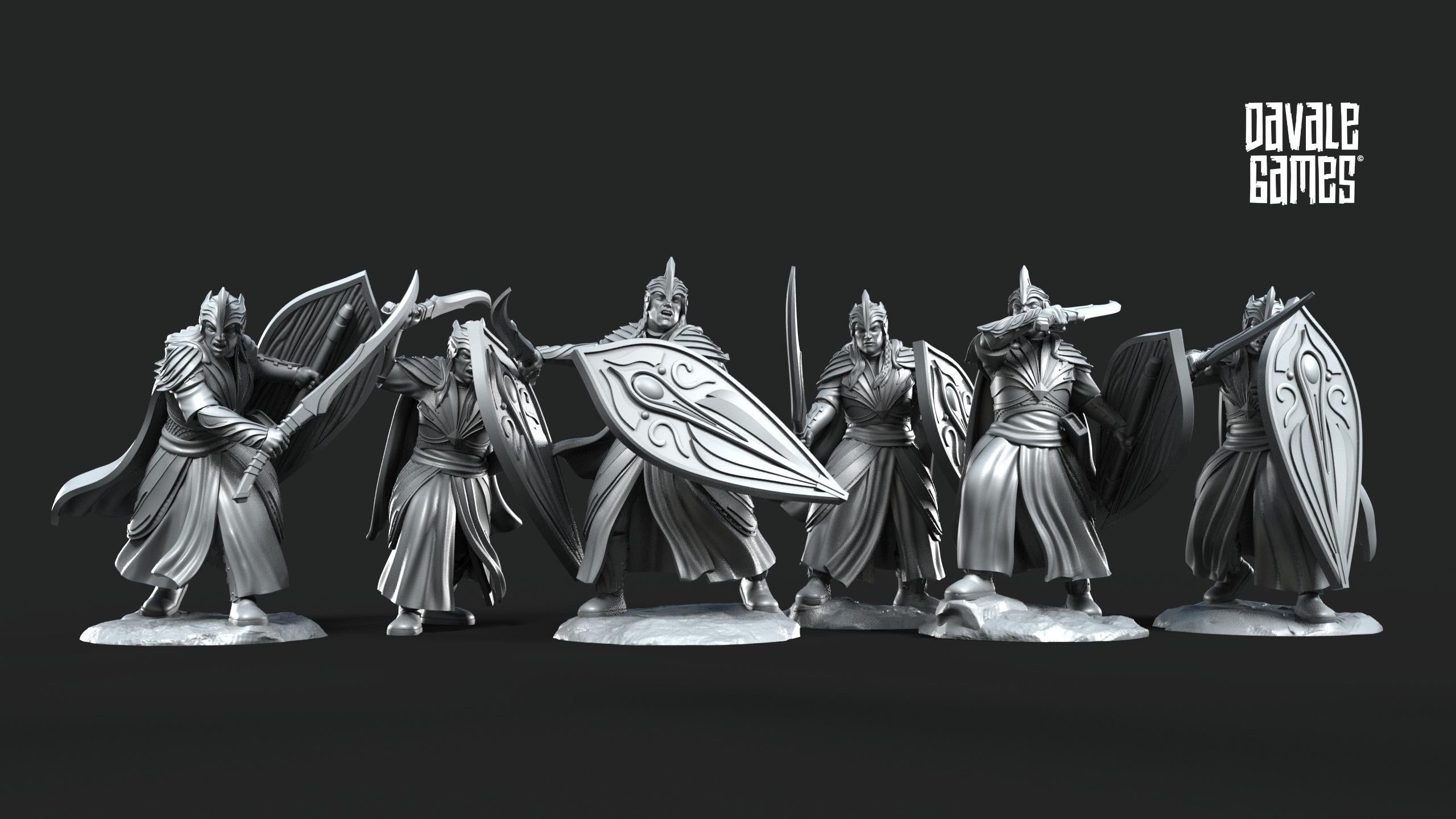 Rivandall - Galanthir elves with sword and shield