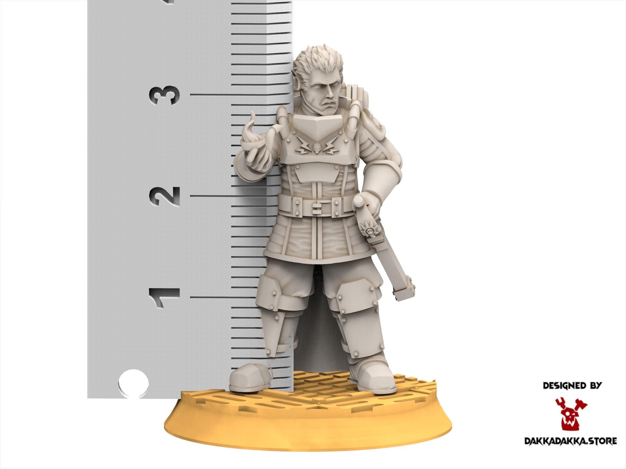 Scavenger leader, mechanized infantry, post apocalyptic empire, usable for tabletop wargame.