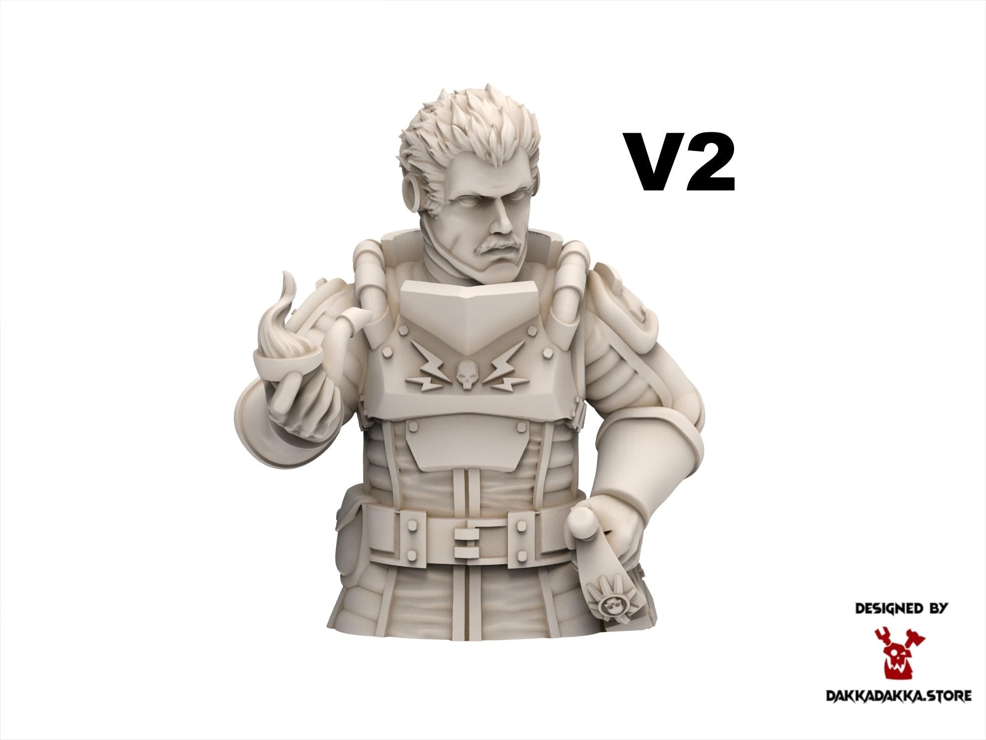 Scavenger leader, mechanized infantry, post apocalyptic empire, usable for tabletop wargame.