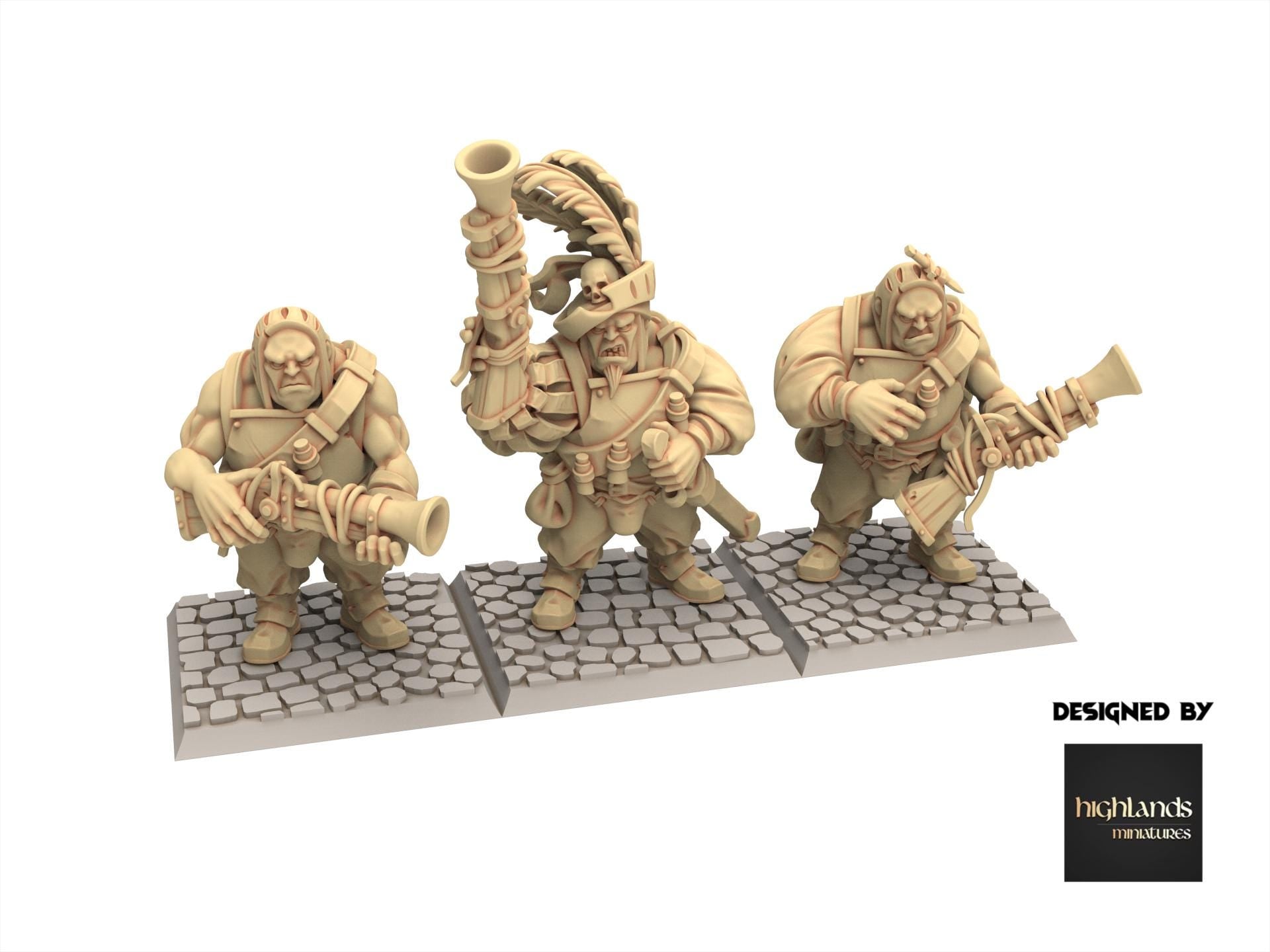 Imperial Fantasy - x3 Ogres with Blunderbuss mercenary