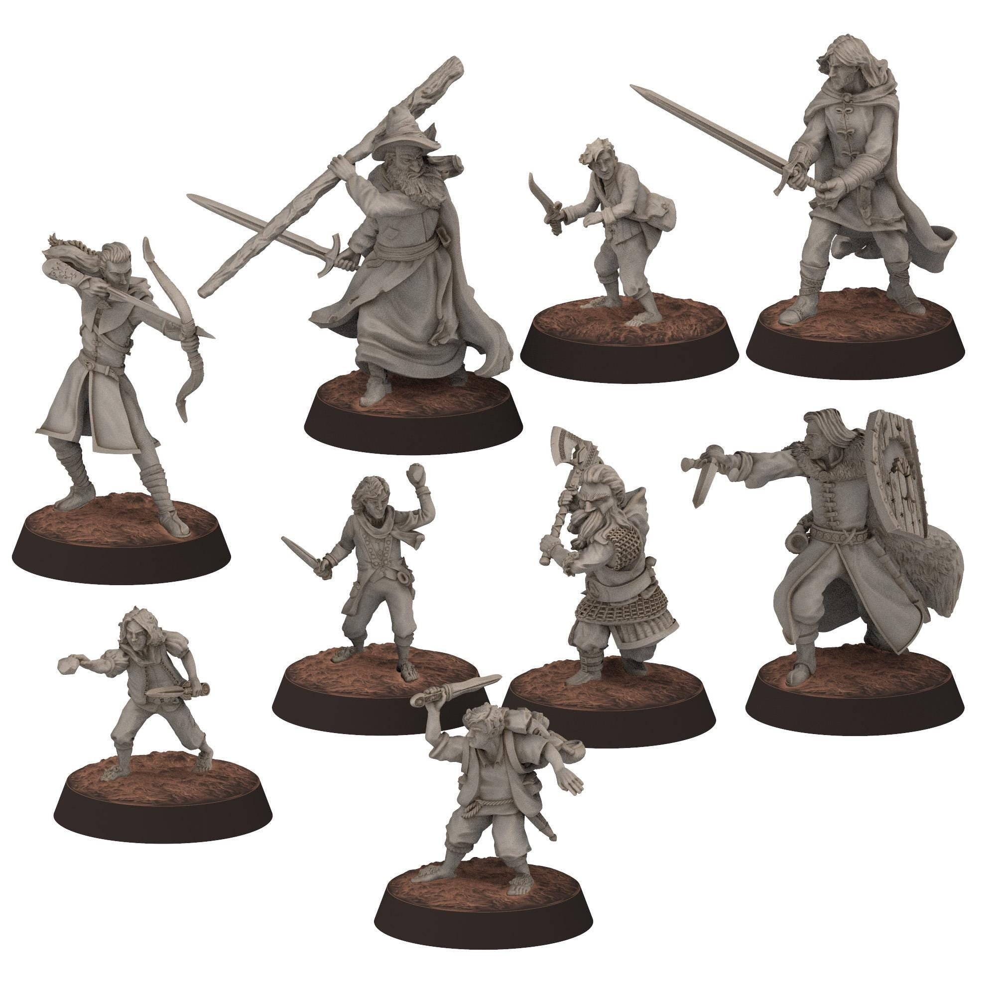 Mayar - Fellowship-Inspired Fantasy Hero fighting Set – 3D Printable Proxy Miniatures