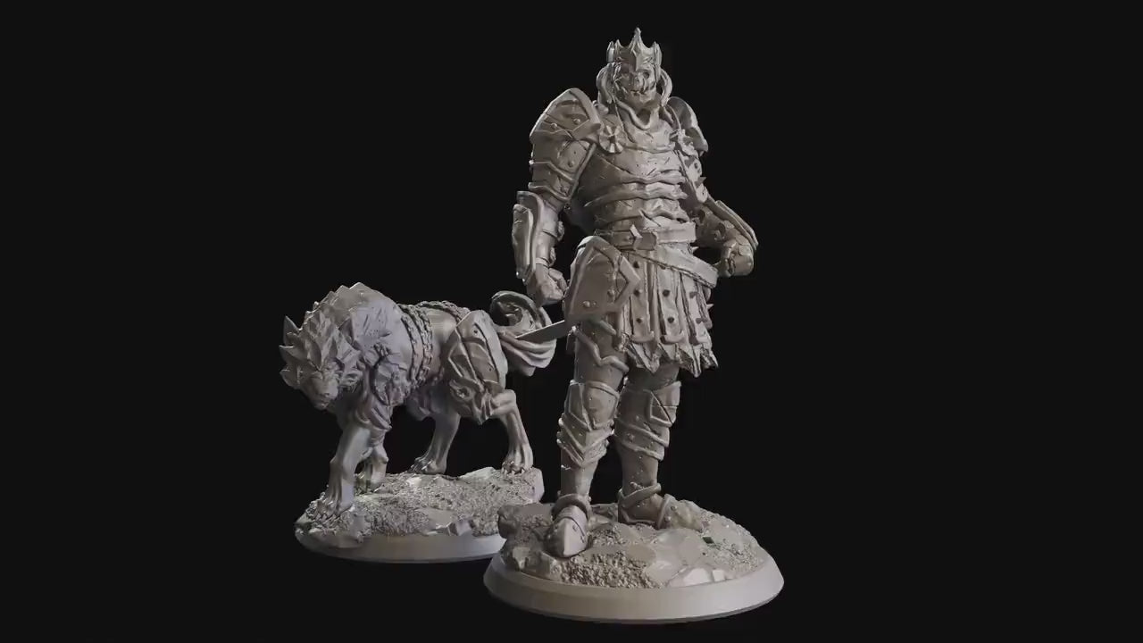 The scourges of war - Villain - Shadow General + Dire Wolf , glory and honor, Ennemy, Flesh of Gods, for Wargames, Dungeons & Dragons TTRPG