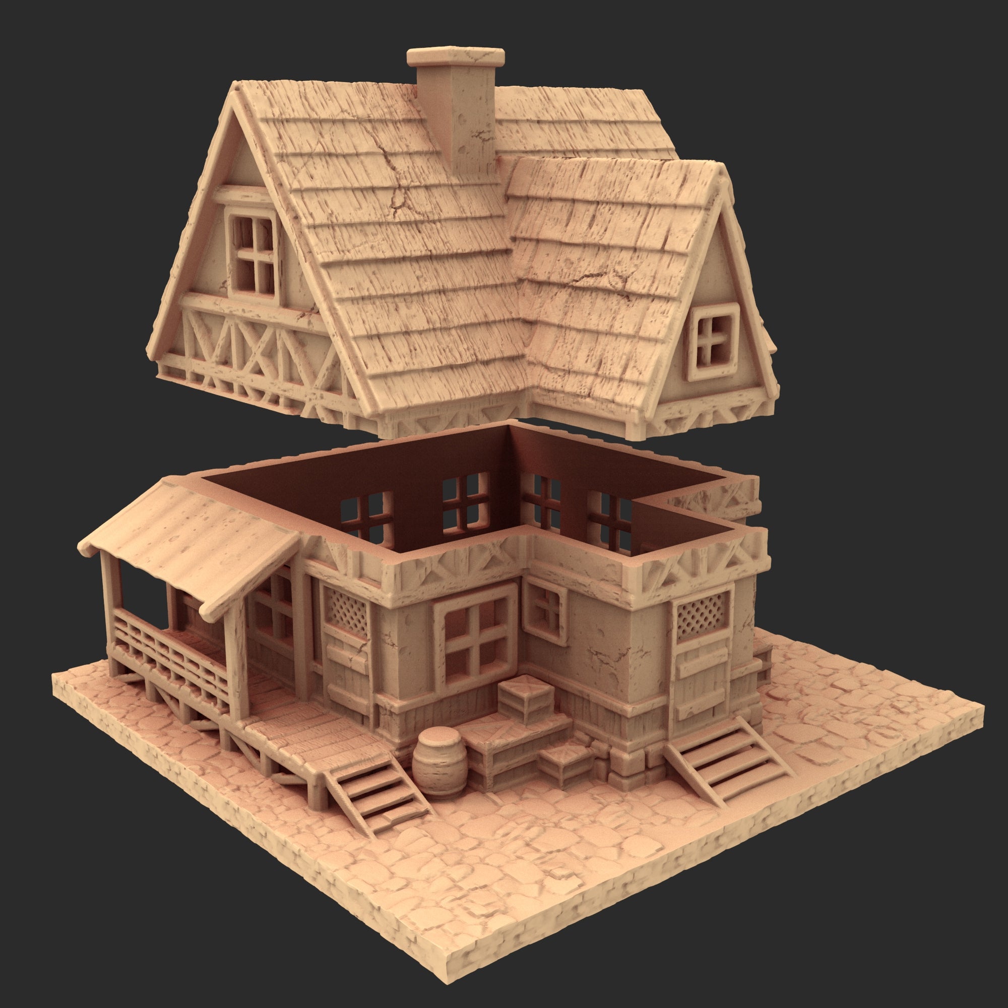 Market Town Part 1 - x10 Buildings, x6 Stalls