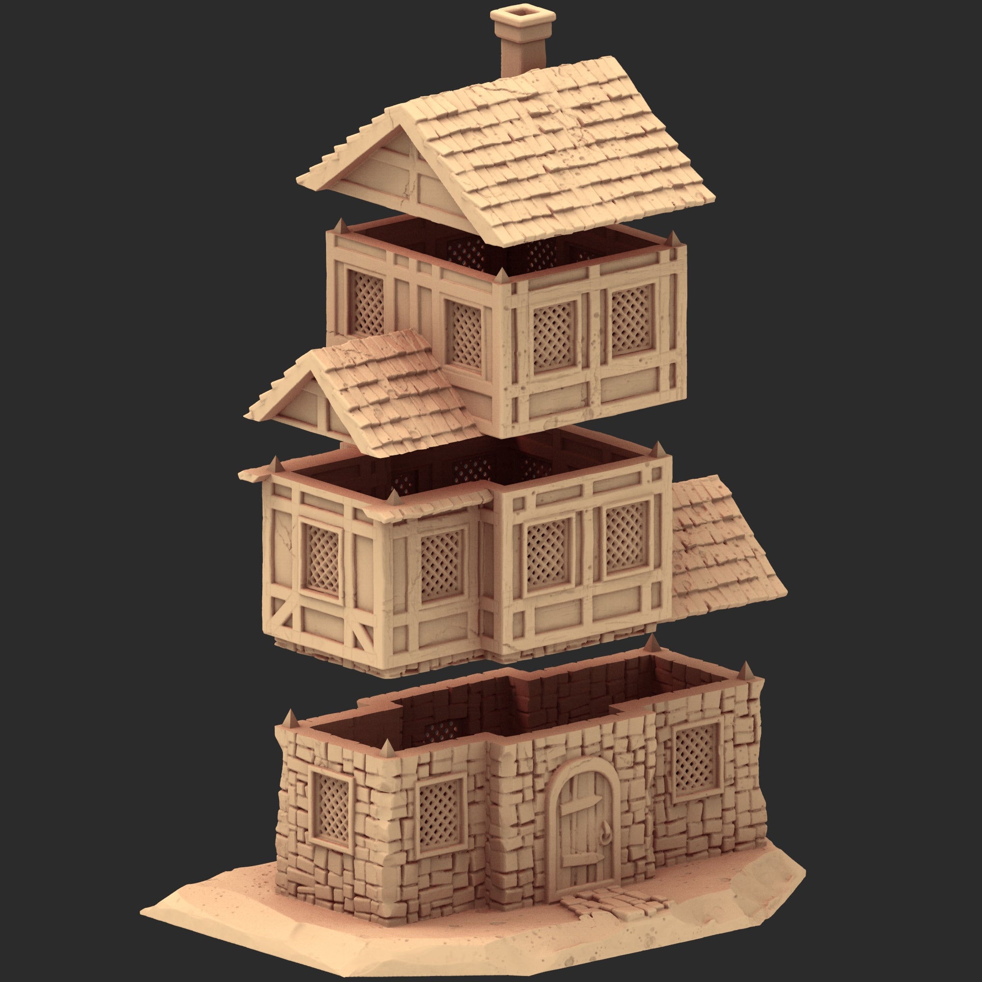 Market Town Part 3 - x10 Buildings, x6 Stalls