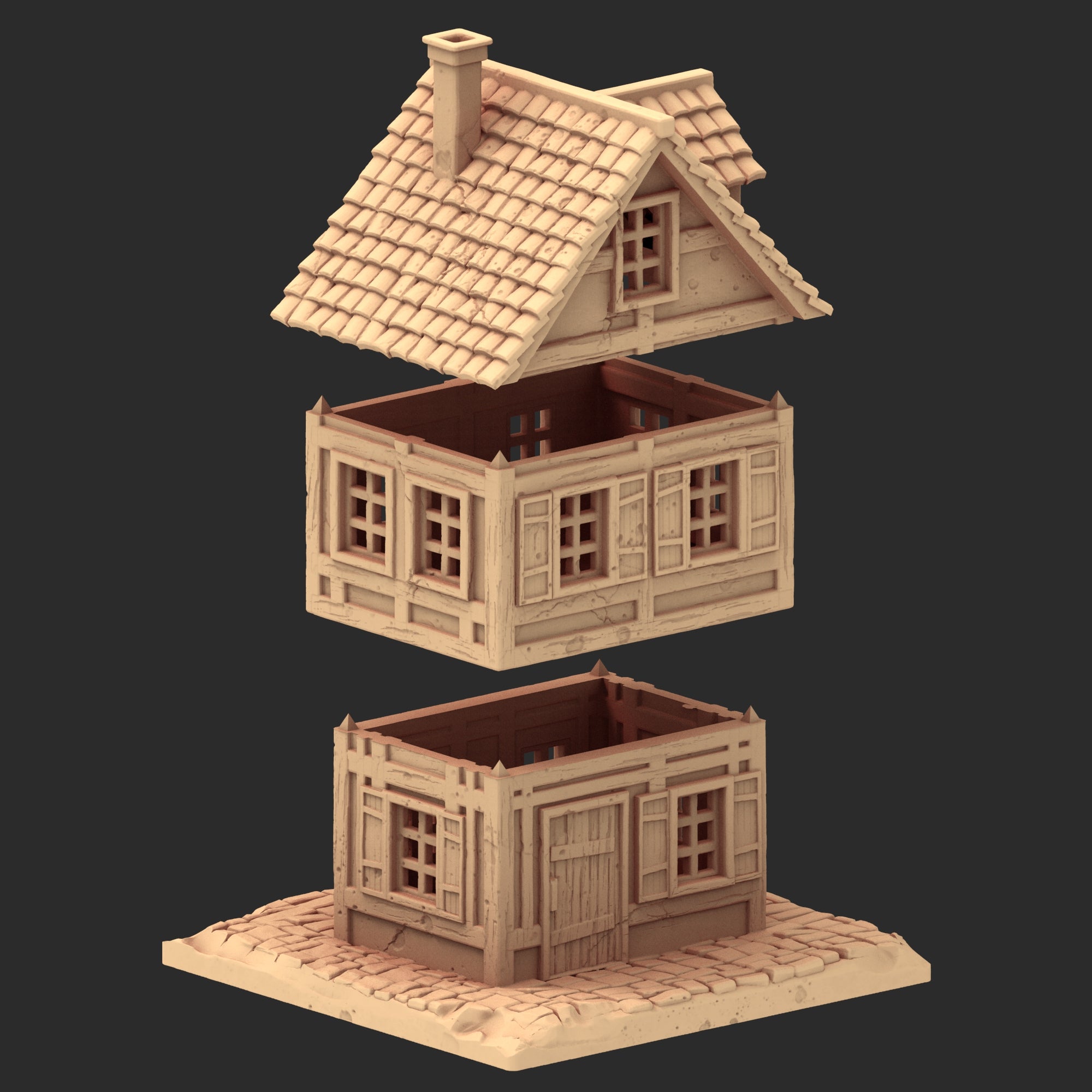 Market Town Part 3 - x10 Buildings, x6 Stalls