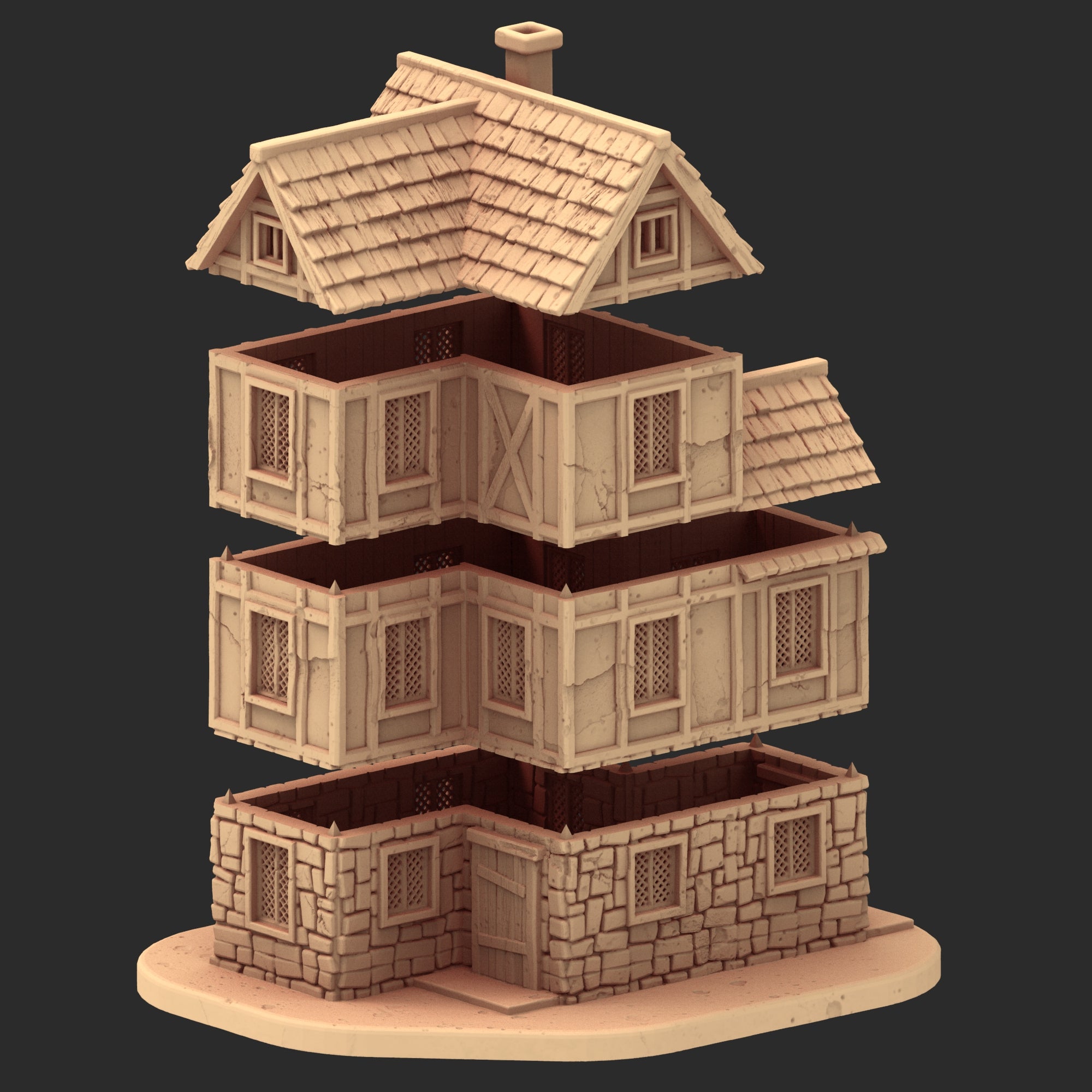 Market Town Part 3 - x10 Buildings, x6 Stalls