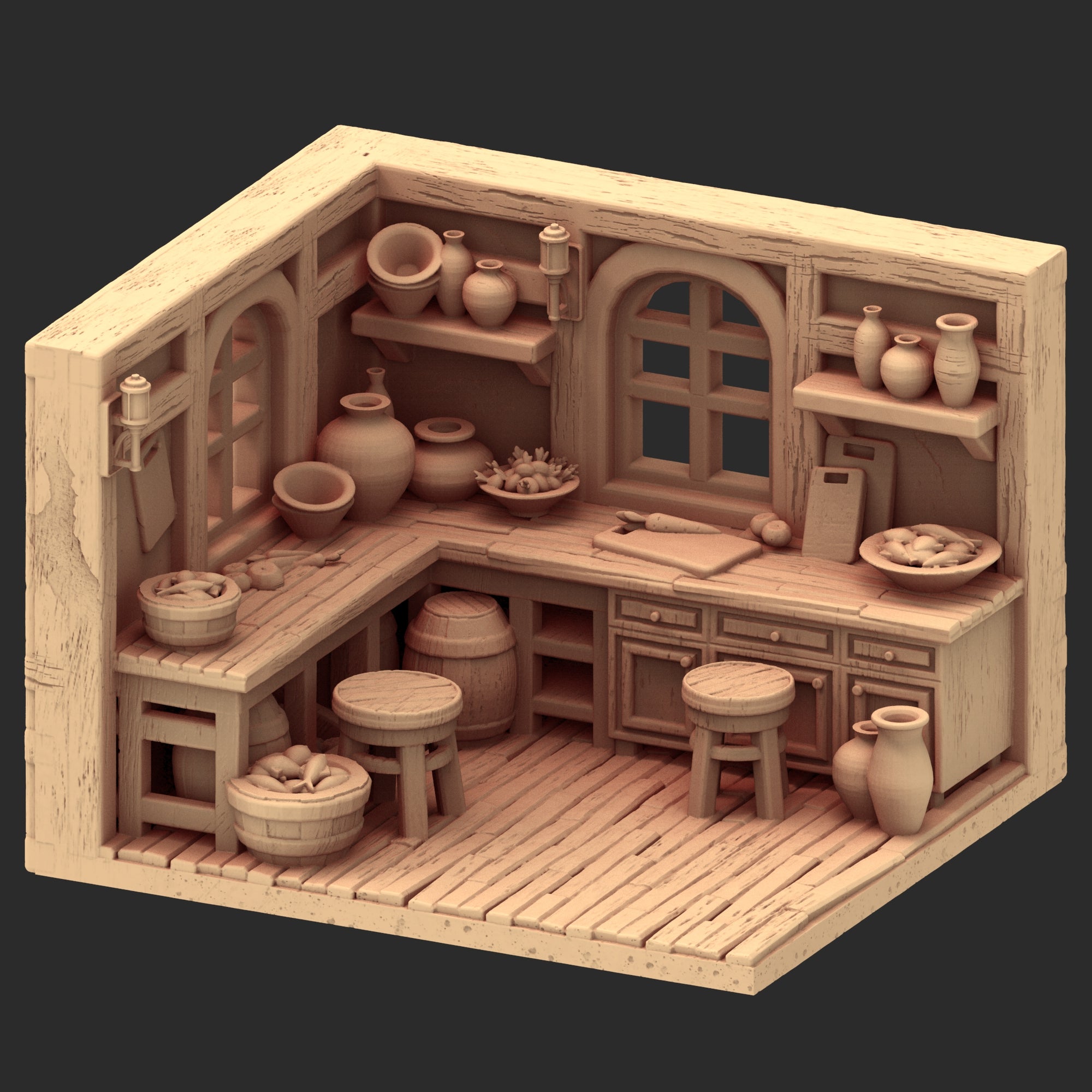 Market Town Part 3 - x10 Buildings, x6 Stalls