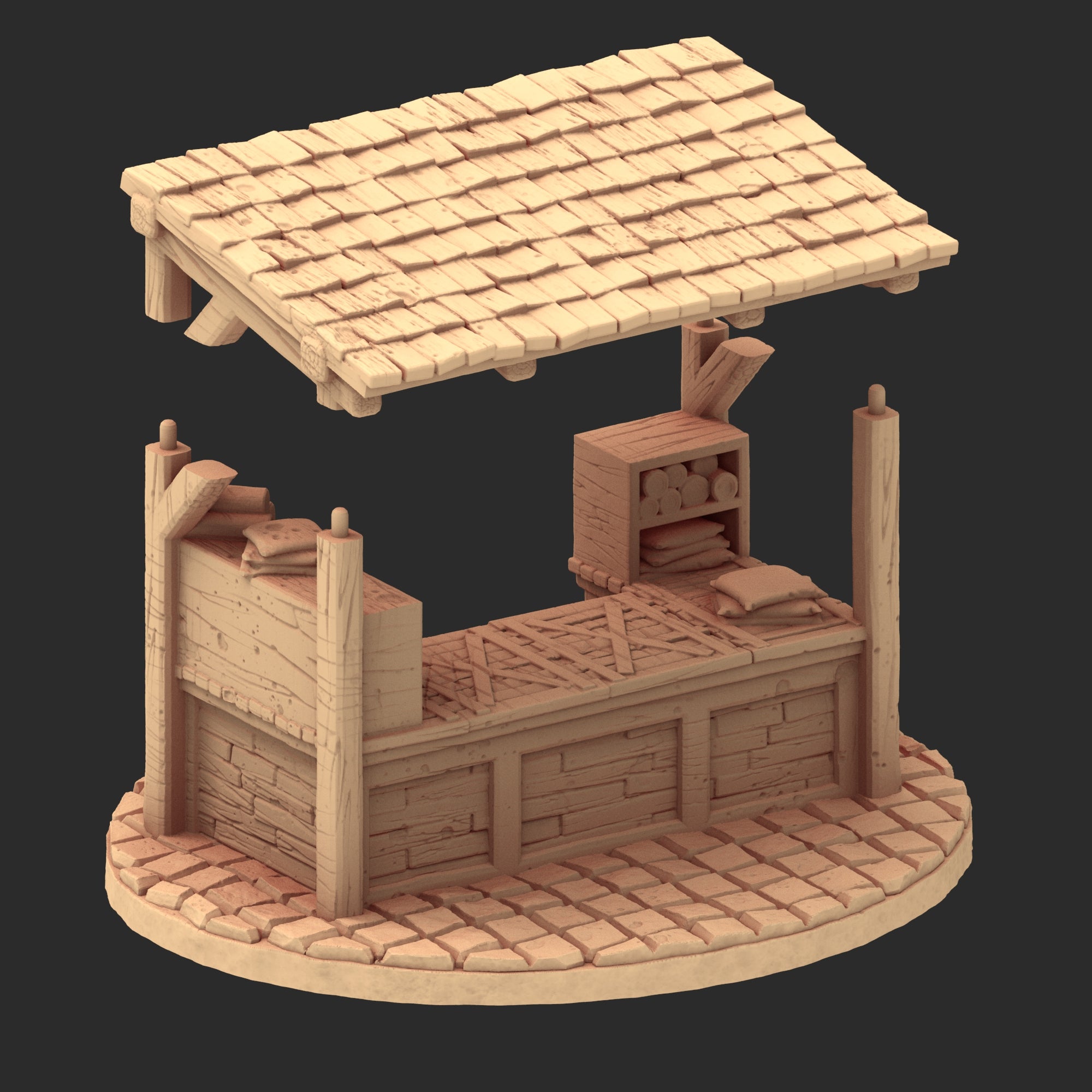 Market Town Part 3 - x10 Buildings, x6 Stalls