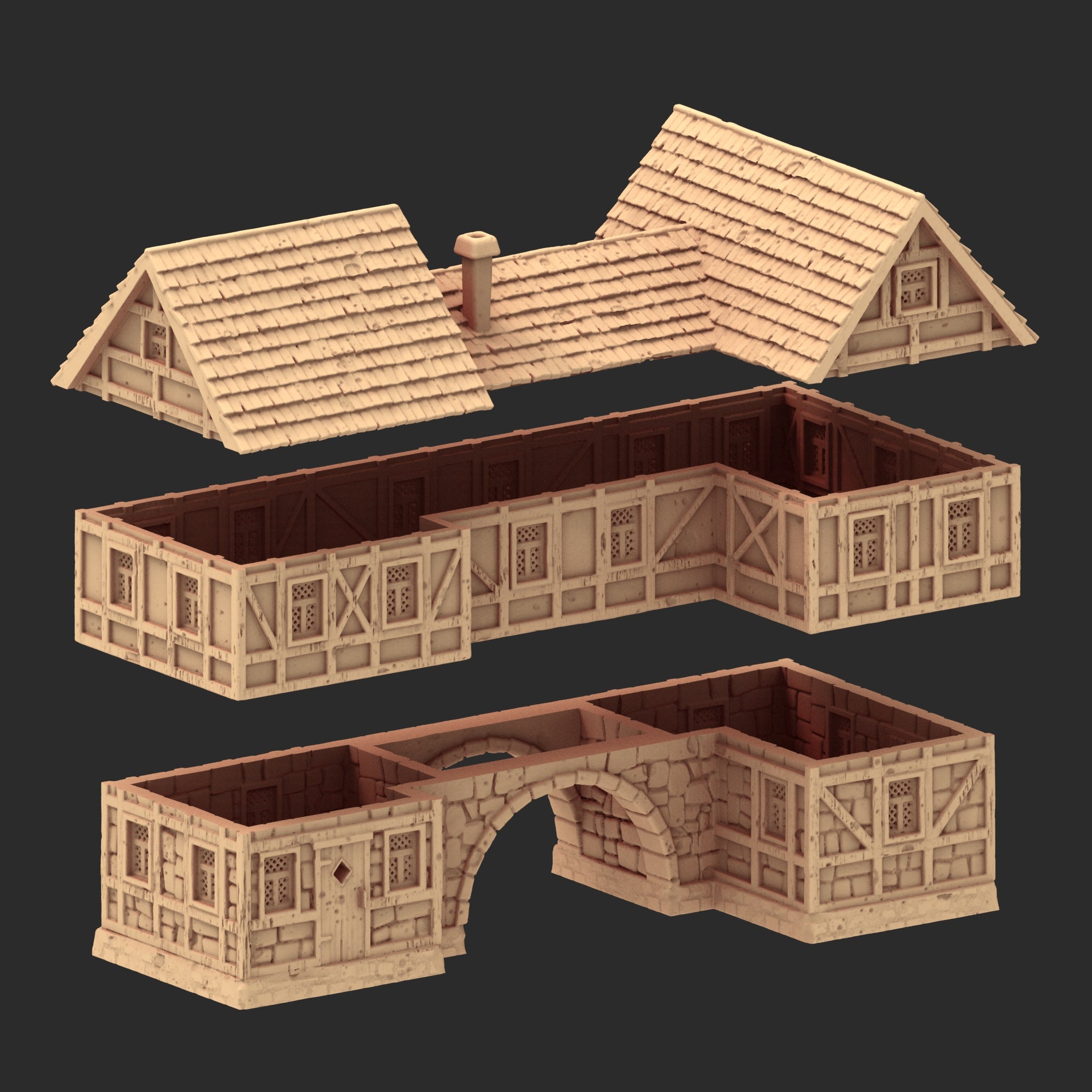 Market Town Part 4 - x11 Buildings, x5 Stalls