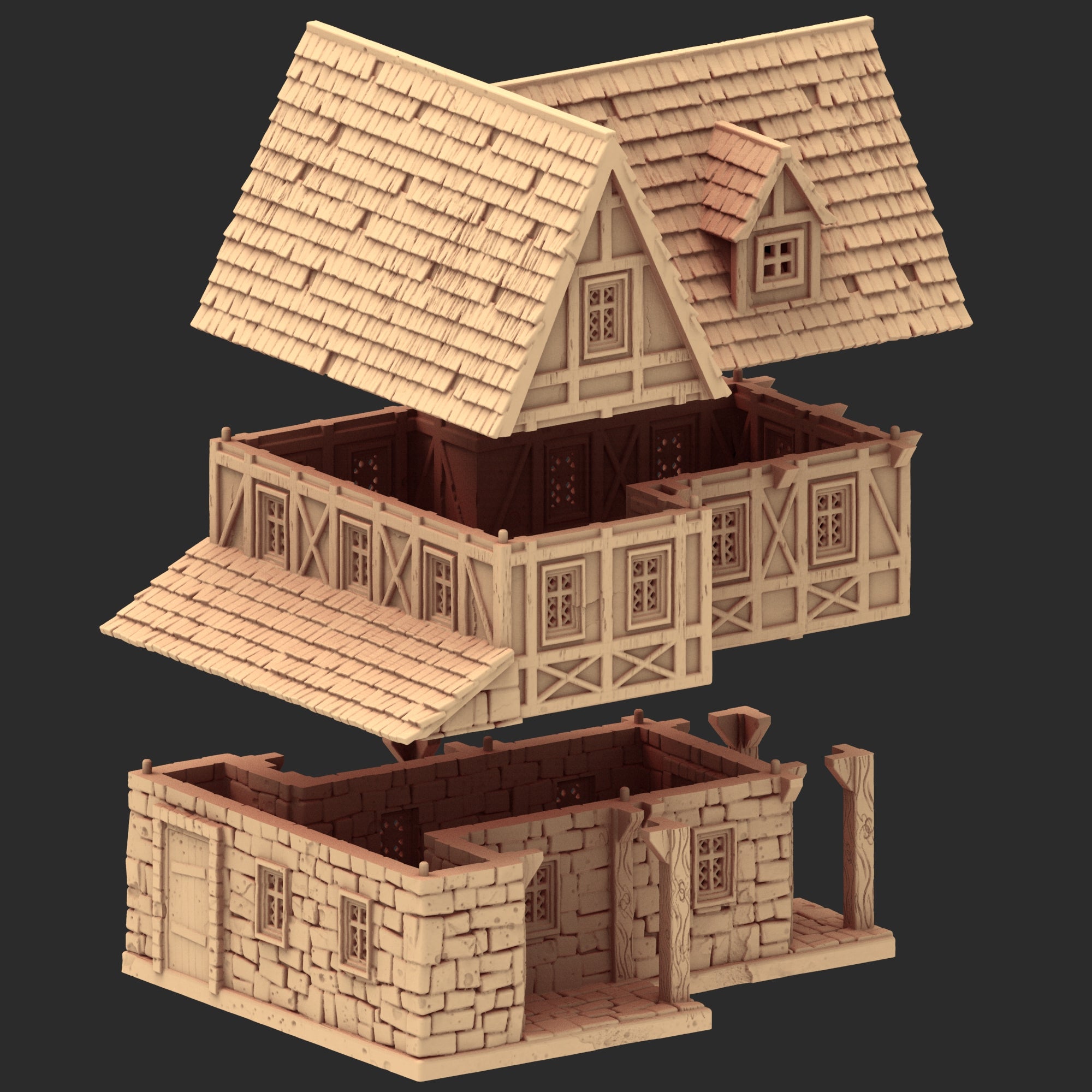 Market Town Part 4 - x11 Buildings, x5 Stalls